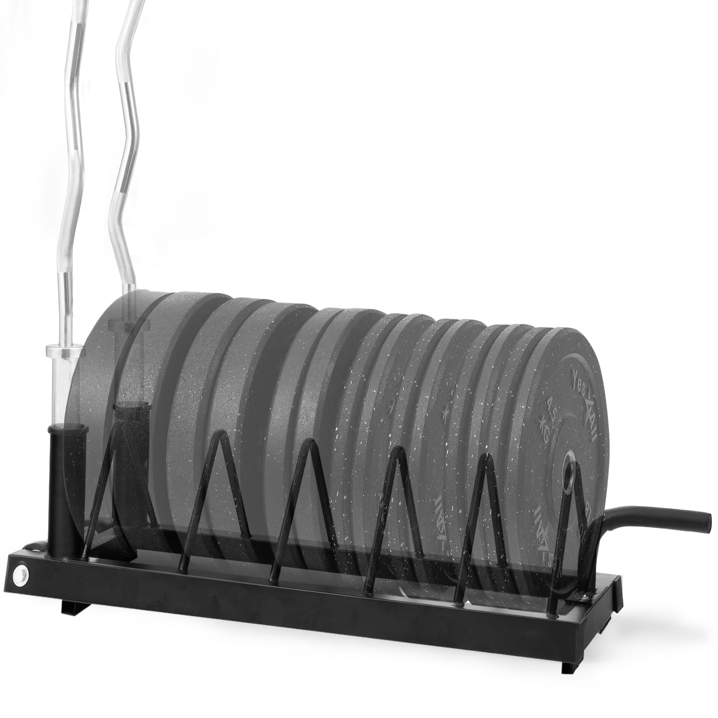 Yes4All Horizontal Weight Plate Rack Holder, Bumper Plate & Olympic Barbell Storage Rack with Steel Frame, Handle and Transport Wheels
