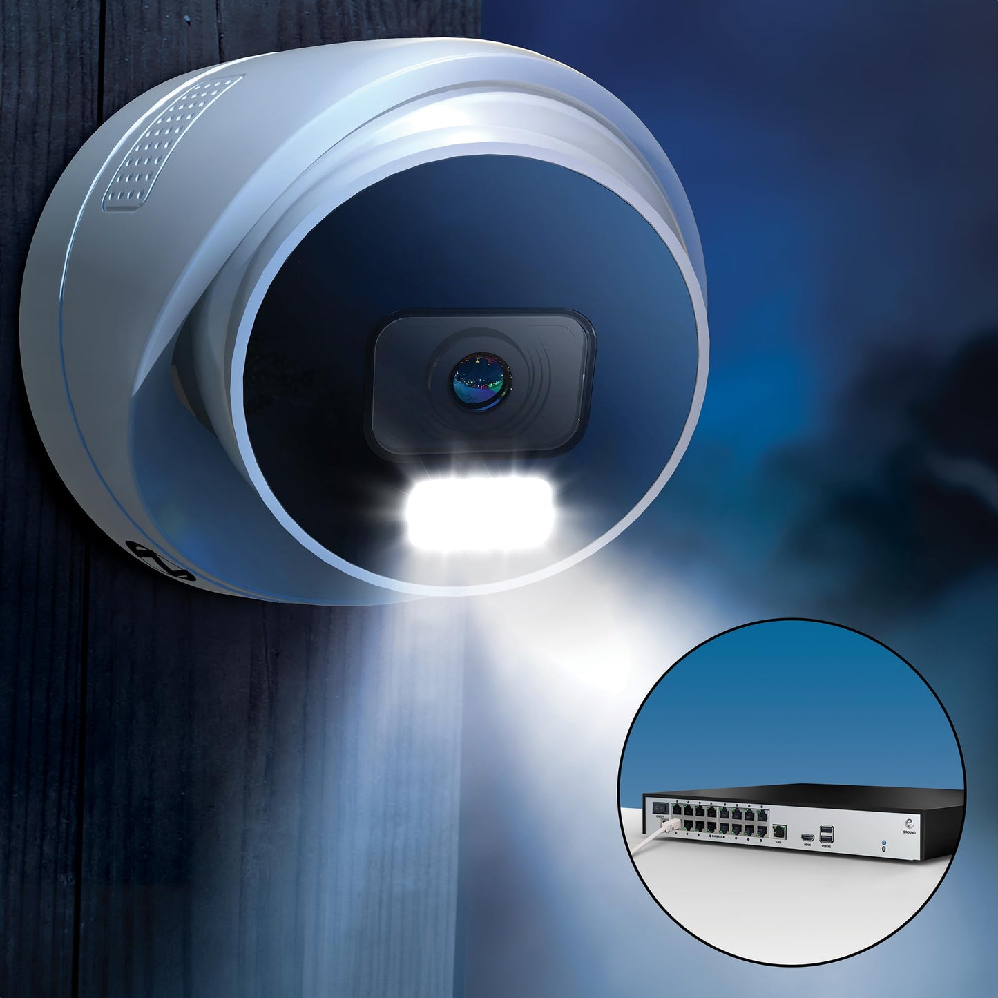 Night Owl Power Over Ethernet 24 Channel NVR Video Home Security Camera System with (11) Wired IP 4K HD Indoor/Outdoor Deterrence Dome Cameras and 4TB Hard Drive (11 Camera)