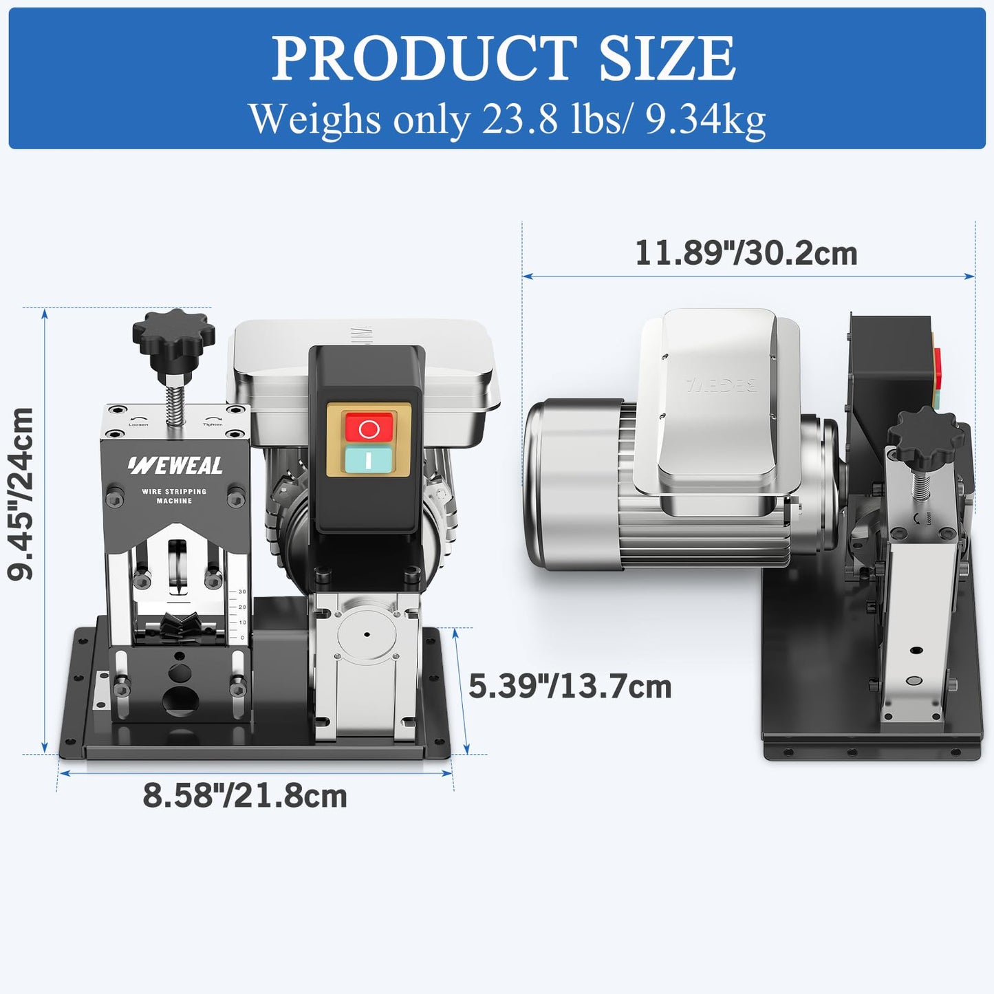 Wire Stripper Machine, 0.06''-1.18'' Electric Cable Stripper Machine with 180 W and 80 ft./min, All Aluminum Frame Copper Wire Strippers for Wire/Cable Recycling