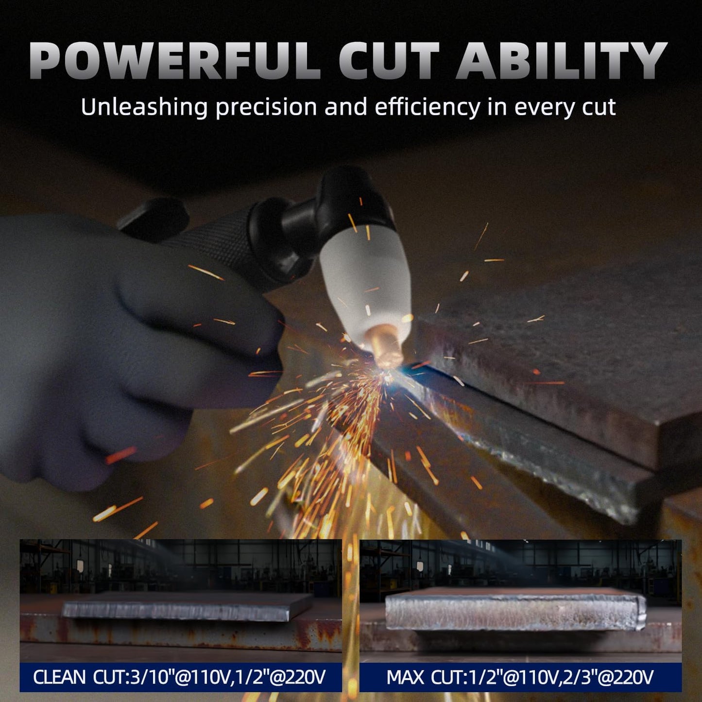 PLASMARGON CUT50 Plasma Cutter Machine,50Amp Dual Voltage 110V/220V IGBT Inverter 1/2 Inch Clean Cuts Portable Air Plasma Cutting Machine,LED Digital Display Fit DIY Friendly