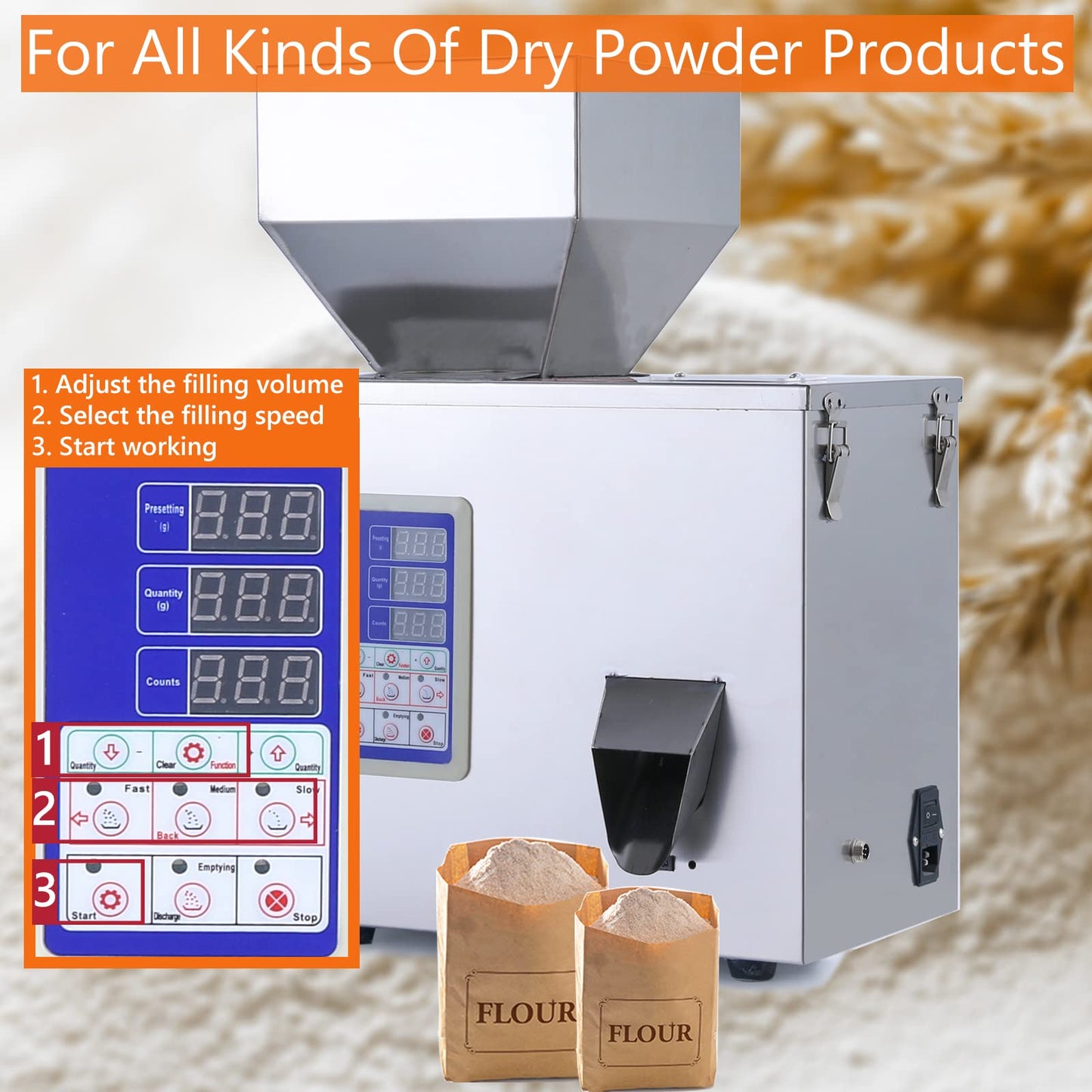 Fanlocn Powder Filling Machine, Particle Filling Machine, Automatic Powder Particle Dispenser For Flour Glitter (Powder Filler 1-100G)