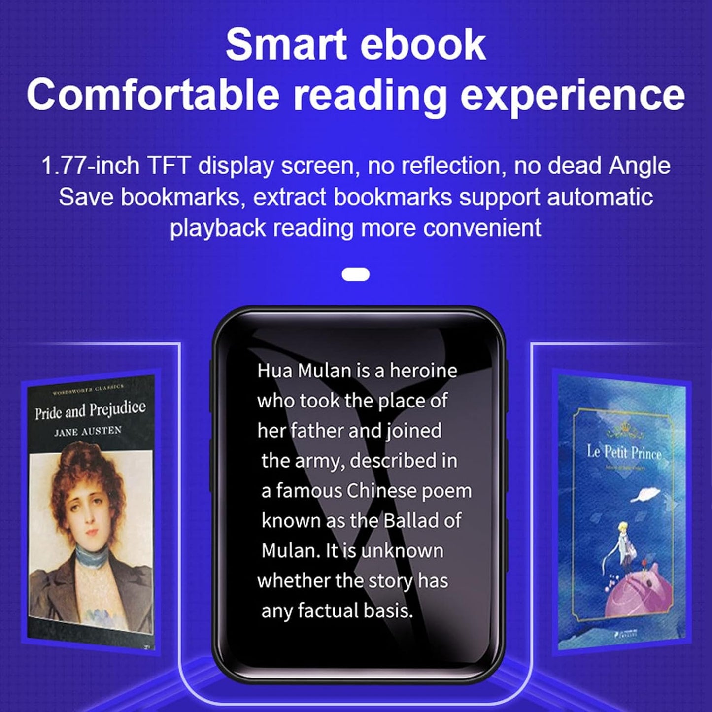 Zyyini MP3 5.0 1.77 Inch 64GB Player, Bluetooth Music Player, Portable HiFi Music Player FM Radio Recording EBook