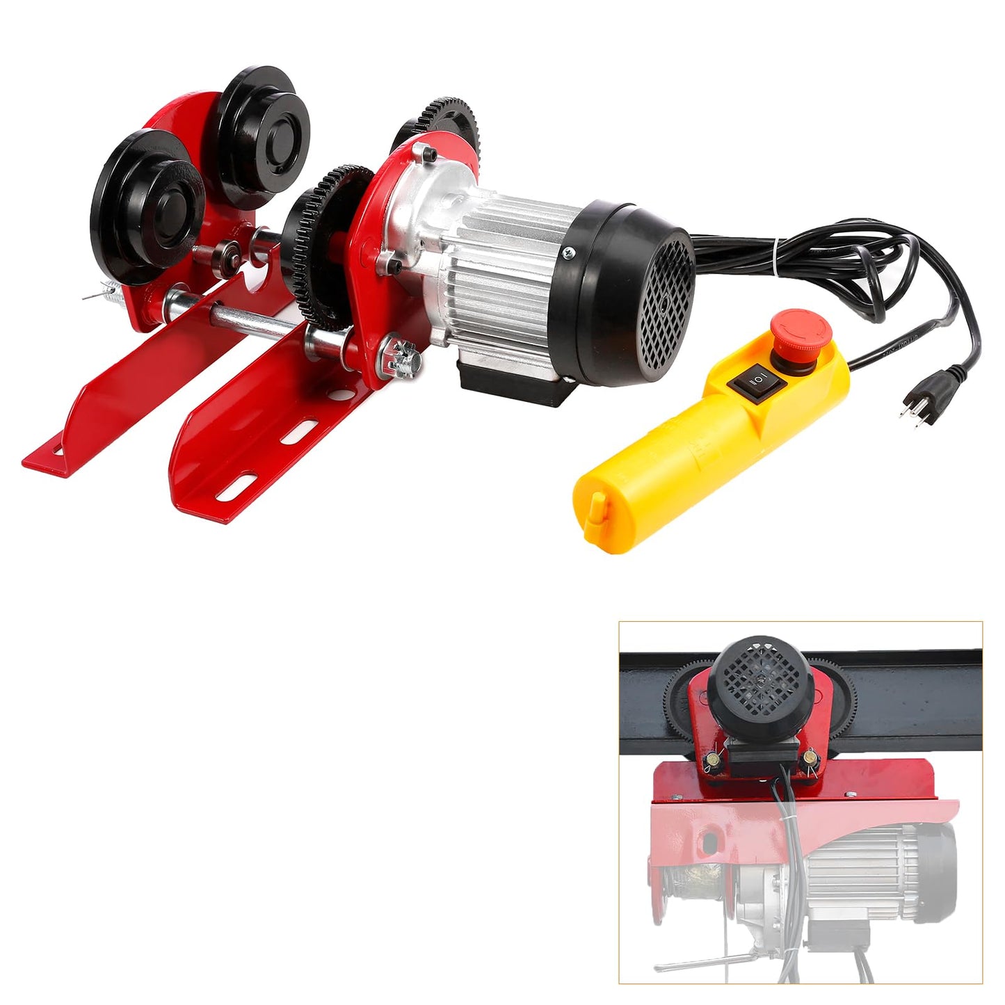 BEAMNOVA 1 Ton 2204 LBS Electric Trolley for Power Hoist, Fit 2.68-4.33 in I-Beam, for PA600 PA700 PA800 PA900 PA1000 Hoists Push Geared Overhead Heavy Duty Wheels Wide Flange