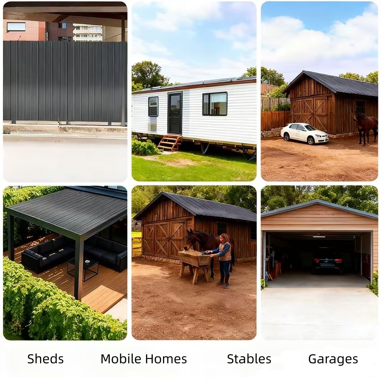 Jpseybb Metal Roofing Panels, L45.2×W17.72 Inch Corrugated Galvanized Steel Metal Roof Panels with Screws, Waterproof Pergola Roof Panels for Gazebo, Shed, Patio, Garage, Outdoor Storage,18 Pcs Gray