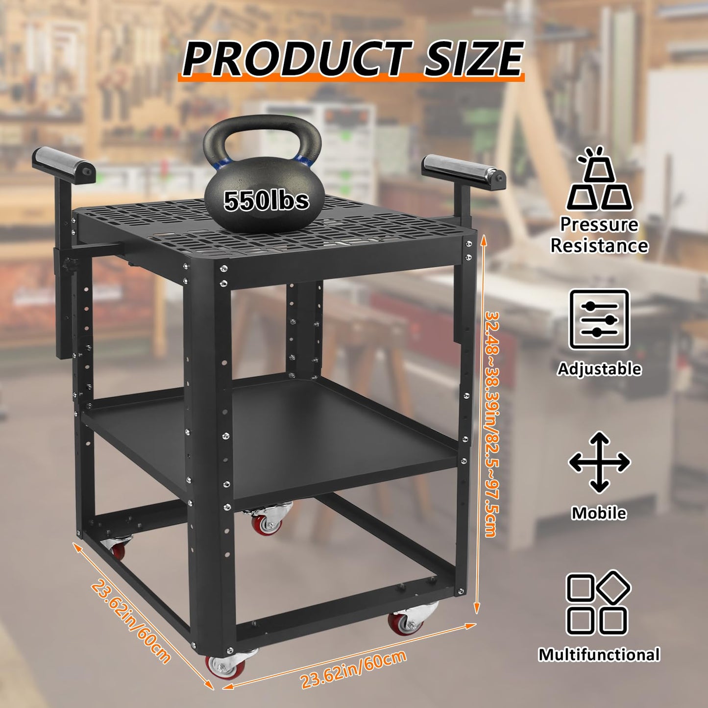 Planer Stand with Wheels,550 lbs Load Capacity Power Tool Stand,Height Adjustable Miter Saw Stand,Planer Table Stand with Extension Rollers, for Most Planers, Saws, Bench-top Machines, Power Tools