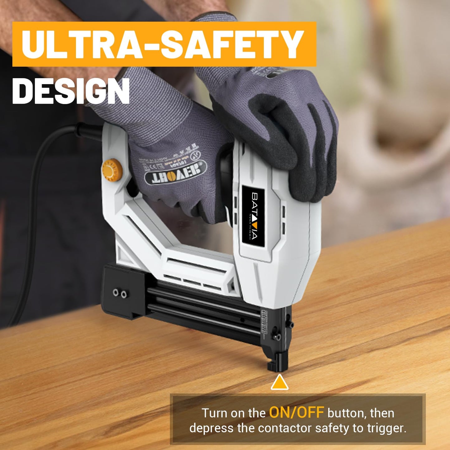 Electric Nail Gun, Batavia 2-in-1 Staple Gun Brad Nailer 18 Gauge for Heavy Duty, 120V Stapler Gun for Upholstery, Carpentry, DIY, 1/4'' Narrow Crown Staples 200pcs and Nails 800pcs Included