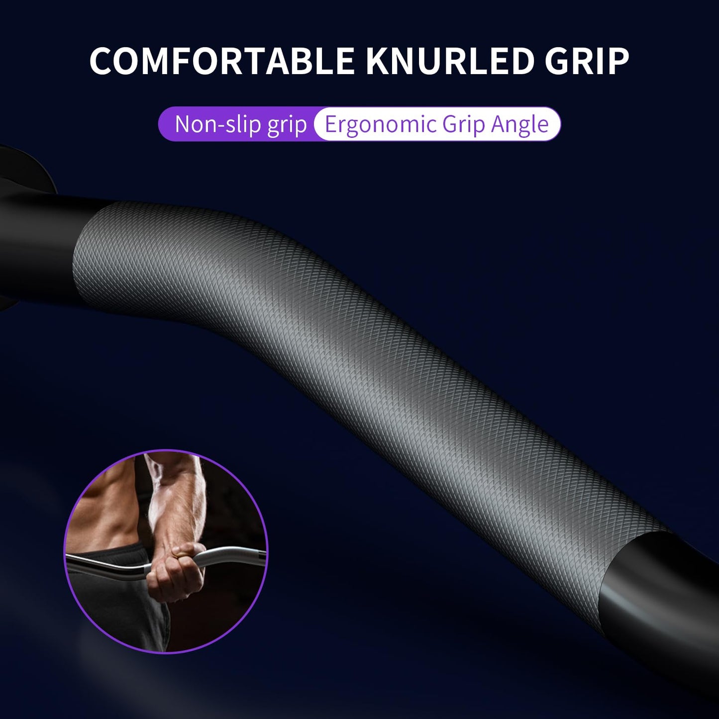 47" EZ Curl Bar Weight Lifting Bar, 1-inch Curling Bars for Weight lifting, Barbell bar for Hip Thrusts/Squats/Lunges for Gym and Home, With 2 Star Double Risk T-nuts (220lb Weight Capacity) (Black)