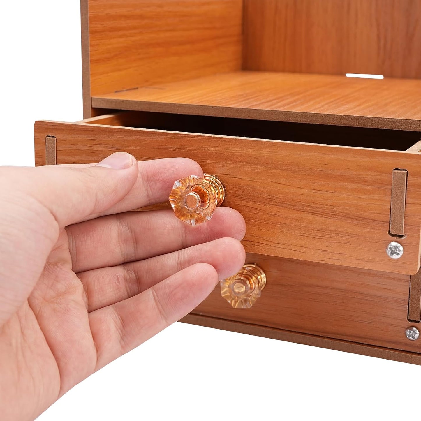 QUSKLISU (01) Computer Monitor Stand, Computer Rack with Drawers, Two top Platforms Desk Organizer Monitor Stand