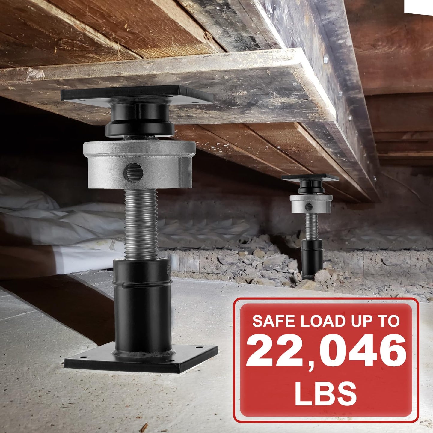 TRUCFUSION Screw Jacks Home Leveling, 6.5-9" House Floor Jacks, 22,046 lbs Load Capacity Small Basement Floor Jack for Crawl Space, 2 PCS Black