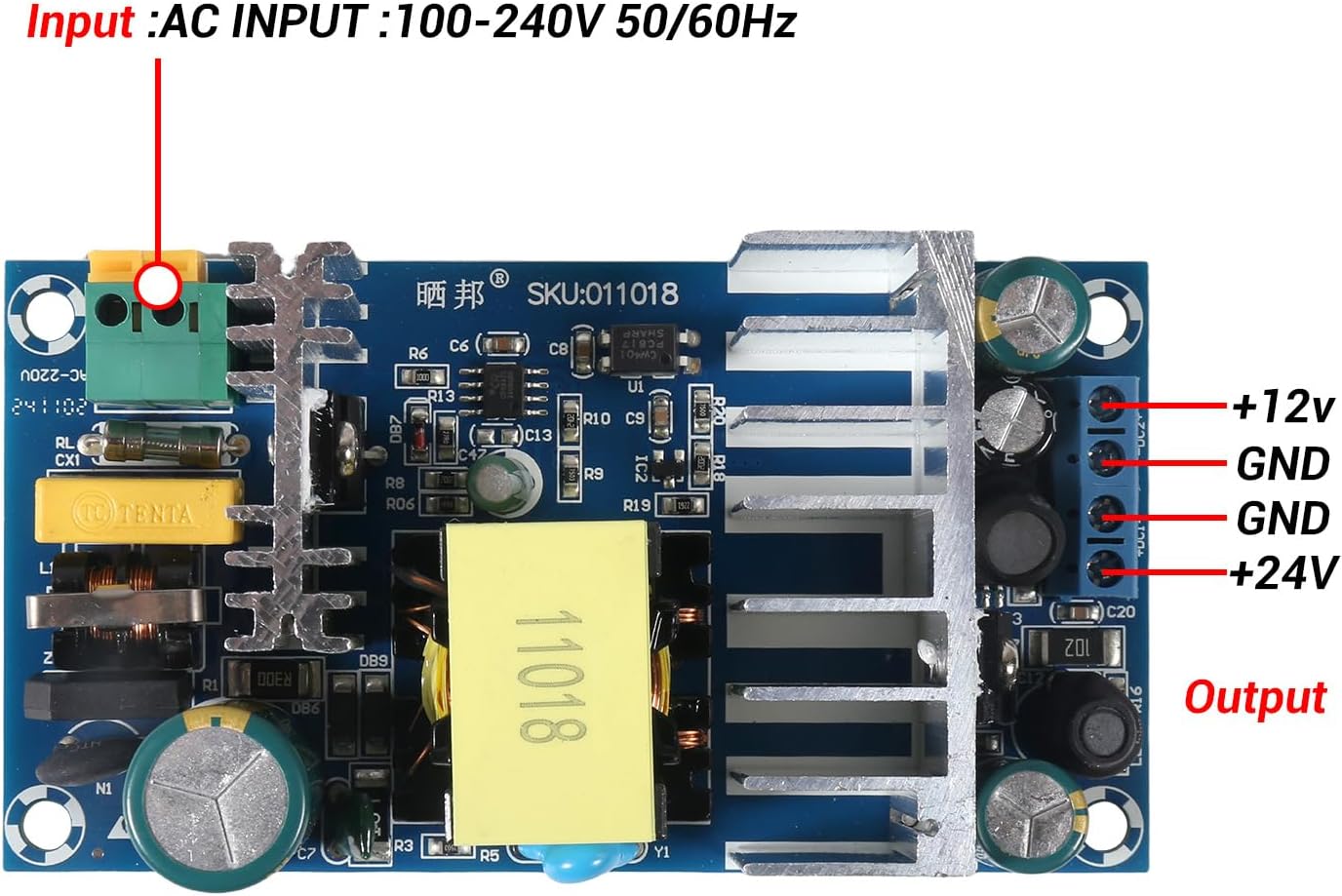 ATNSINC 2PCS 24V 4A 12V 1A 120V (100-260V) 24V 12V 100W 24V 4A 12V 1A) AC to DC Isolated Power Supply Module DC Dual