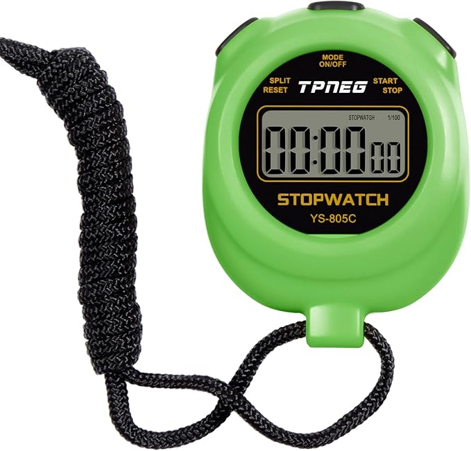 Simple Stopwatch Timer - Easy to Use, Set Up, Read, and Carry - Large Display - On/Off, AAA Battery - Ideal for Coaches, Track and Field, Soccer Referees, Sports, Classroom