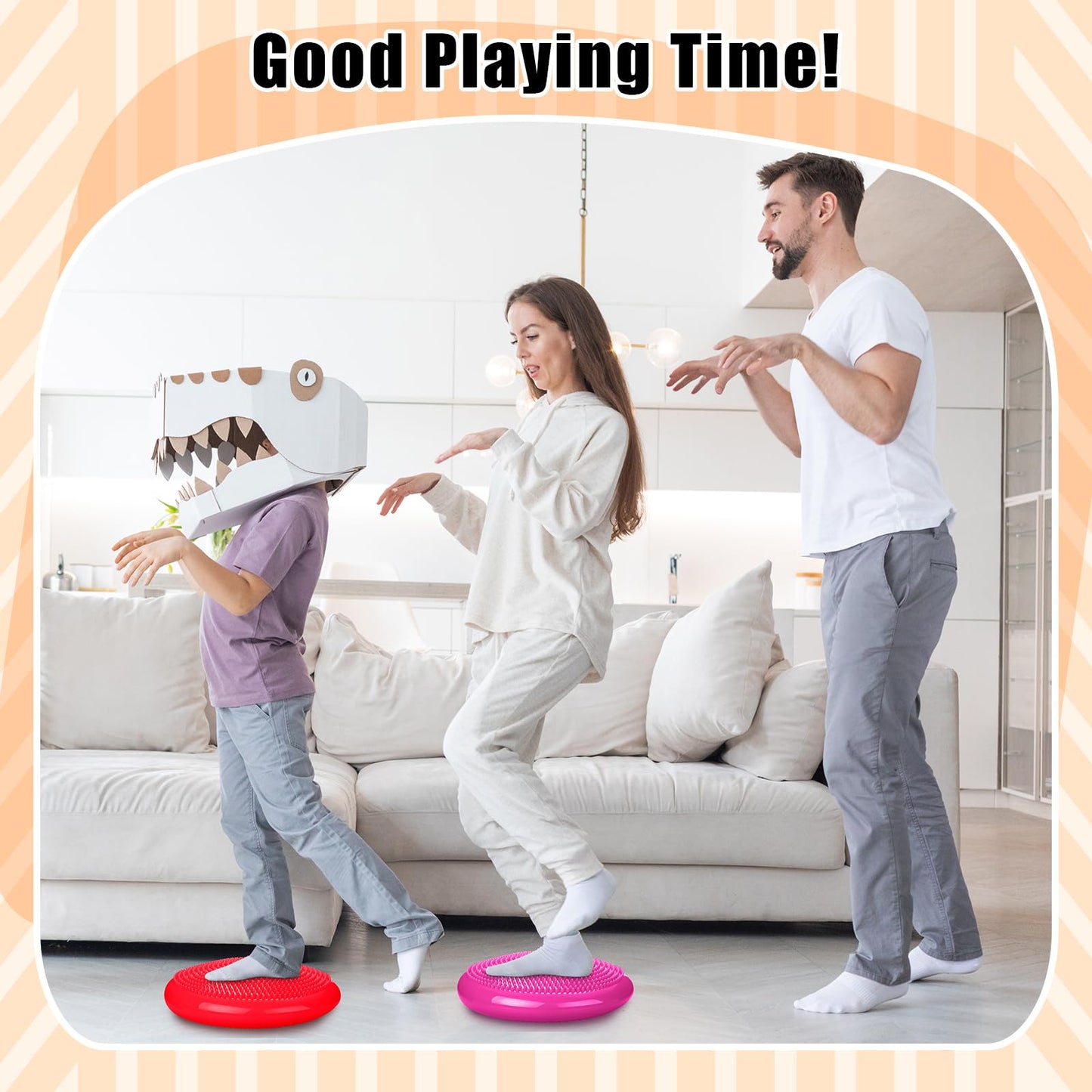 Silipull 2 Pcs Wiggle Seat Inflated Wobble Cushion Flexible Balance Disc with Air Pump for Core Stability Strengthening Improving Posture Physical Exercise(Red and Rose Red)