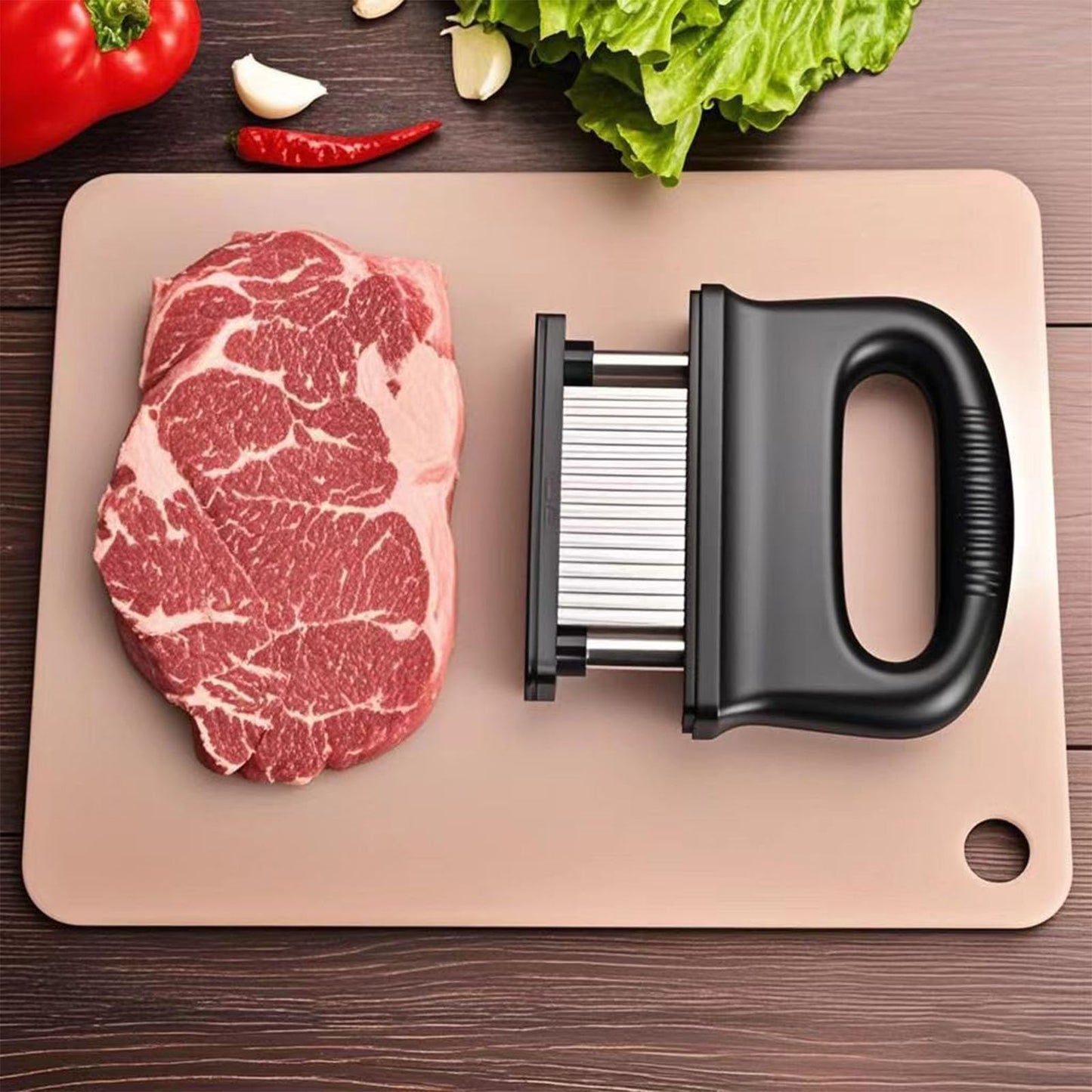 HRZLITAY Meat Tenderizer, with 48 Stainless Steel Ultra Sharp Needle Blades, Hand Held Meat Tenderizer Needle, Kitchen Cooking Tool Best Makes Steak & Chicken Tender - No More Hammer, Meat Pounder