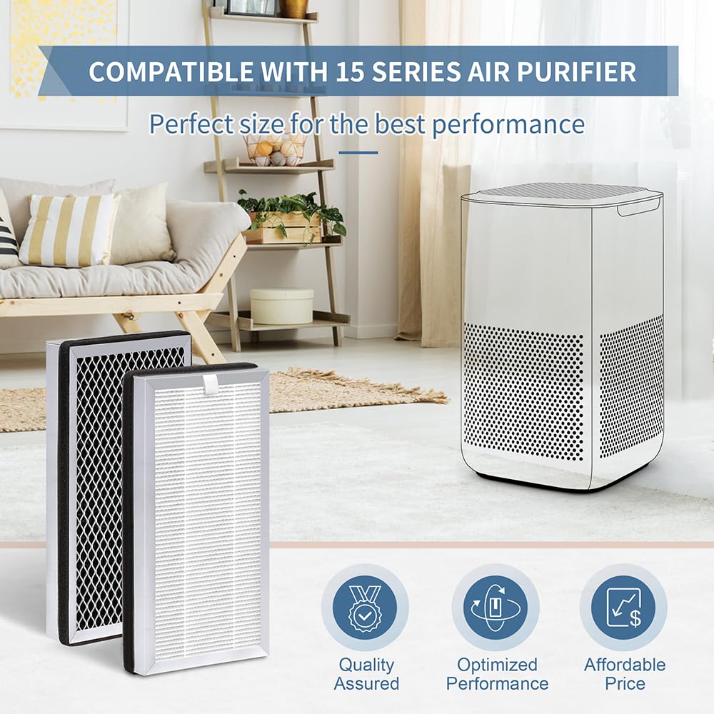 Zouhwaso 6 Pcs MA Series 15 Replacement Filter, 3-in-1 Composite Filter with H13 True HEPA, Activated Carbon and Pre-filter, Compatible with MA Series 15 Air Purifier