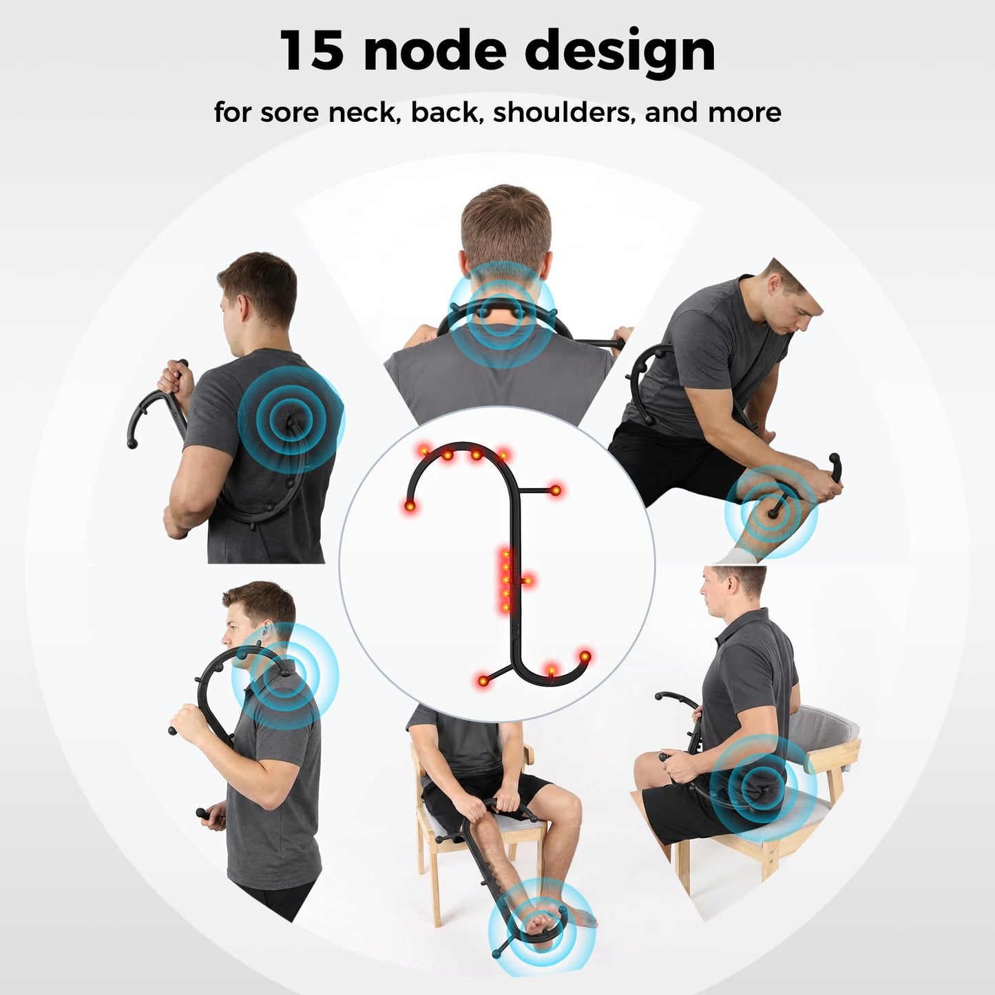 NUREDA Detachable Trigger Point Massage Cane, One-Click Disassembly Massage Hook for Back, Neck & Shoulder Pain Relief, Pressure Point Massage Tool for Muscle Recovery (S Hook)
