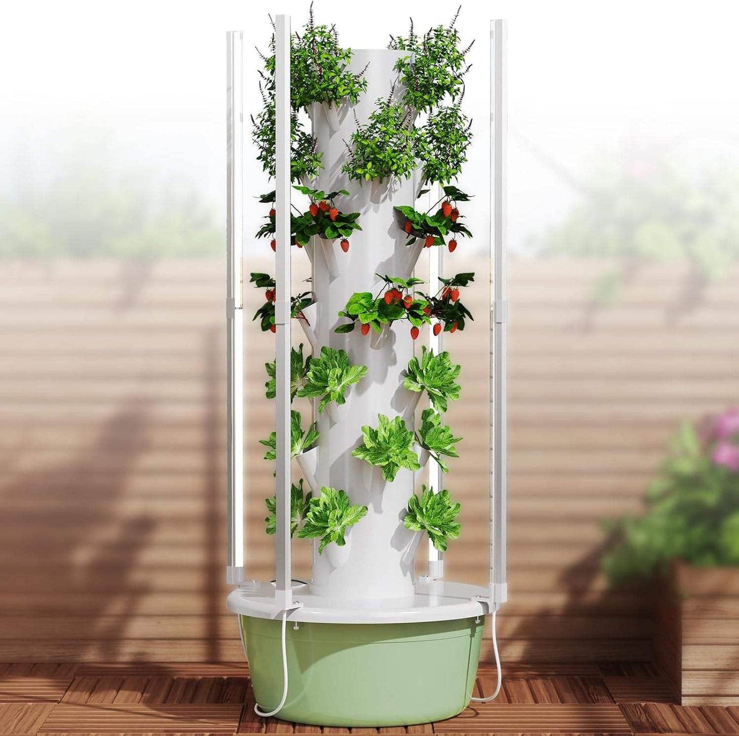TIRUSS Hydroponic Growing Kit System, Tower Garden Hydroponic Tower with 4 LED Grow Lights, 7 Layer 28 Pots Planter, Indoor Herb Garden Planter for Lettuce, Veggies, and Fresh Greens