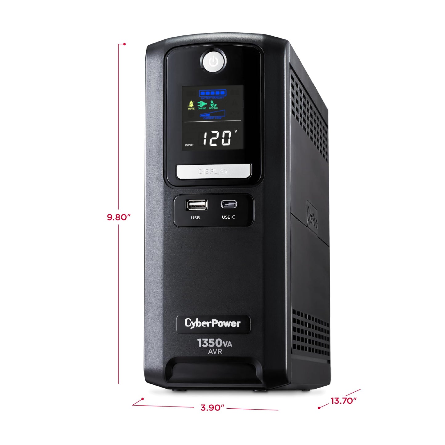 CyberPower CST135UC2-R Line‑Interactive UPS Battery Backup and Surge Protector, 1350VA/810W, AVR, 10 Outlets, USB‑C & USB‑A Charging, LCD Display, UL Certified (Renewed)