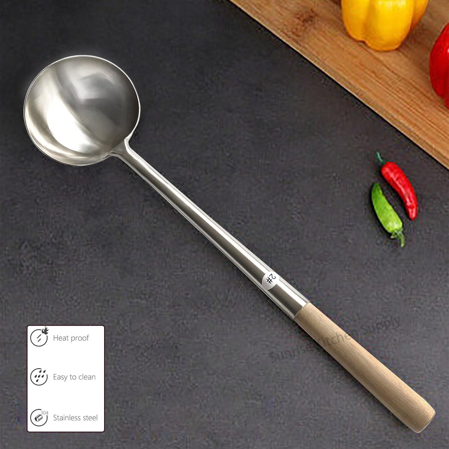 Sunrise Kitchen Supply Commercial Grade Wok Ladle 18" (#2)