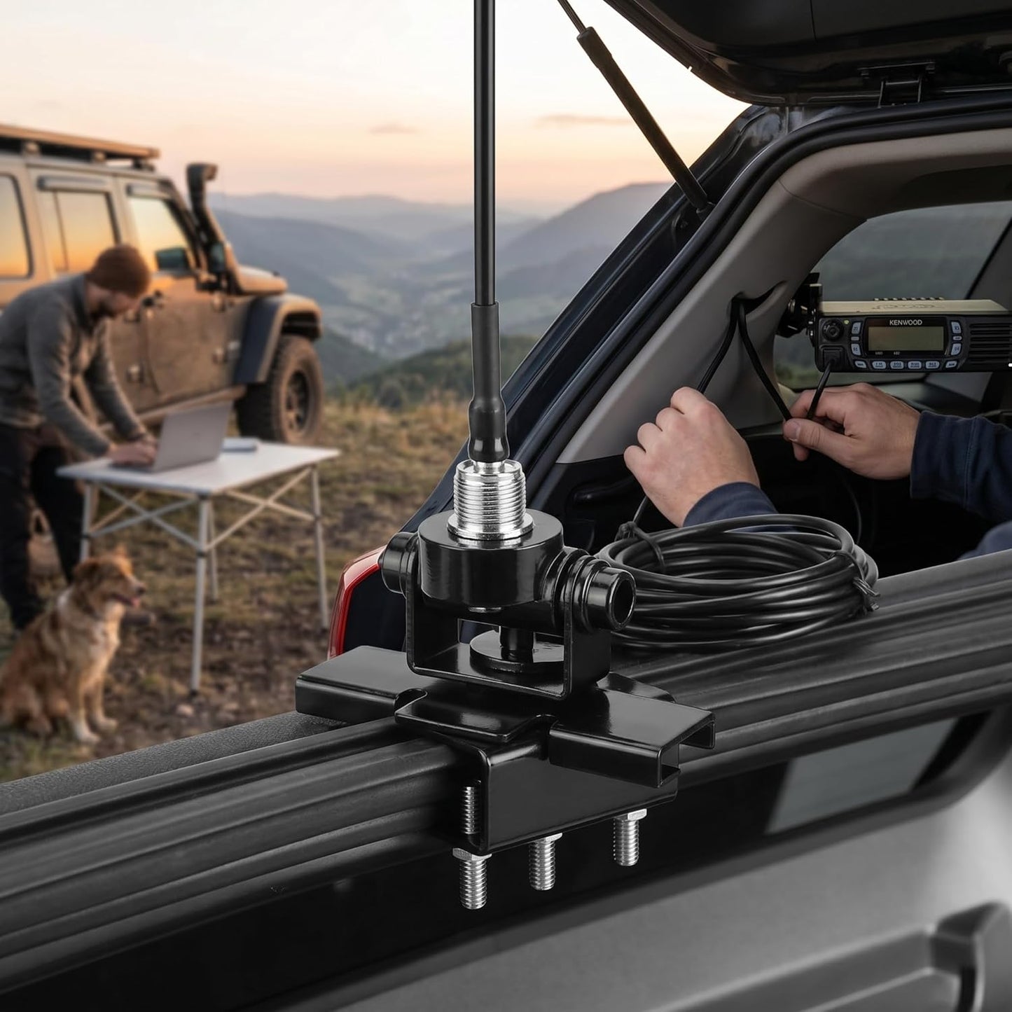 VGEBY 360 Car Antenna Mount Bracket, Degree Adjusting Angle Radio Antenna Mount Bas for Mobile Radio Car Clip Mount