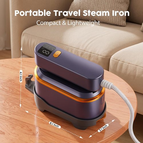 Droyek Portable Travel Steamer - 1200W Powerful 2-in-1 Iron & Steamer | Fast Heat in 10s, 150ml Tank