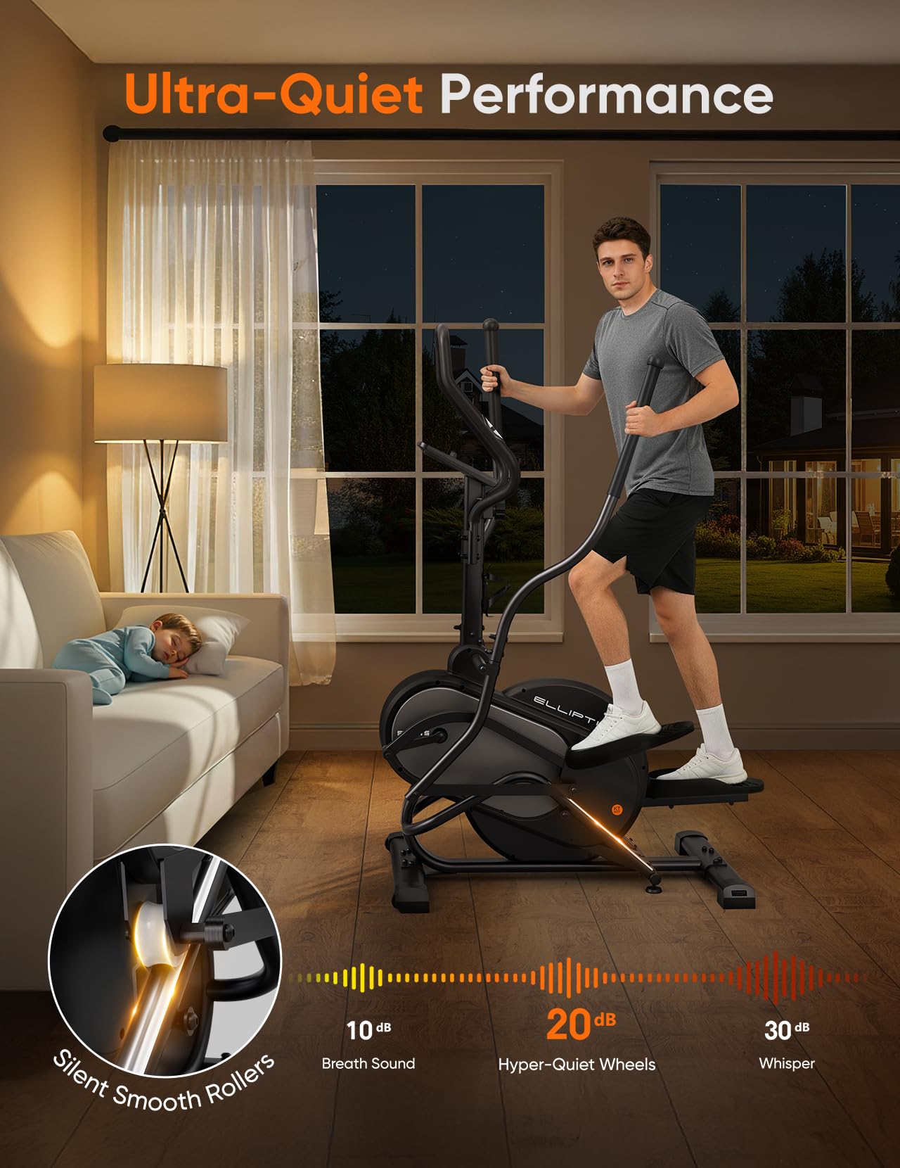 Dripex Elliptical Exercise Machine, 3-in-1 Cardio Climber Stepper Elliptical Machine for Home, Elliptical Training Machines with 16-Level Resistance, 18LBS Flywheel, Pulse Sensor