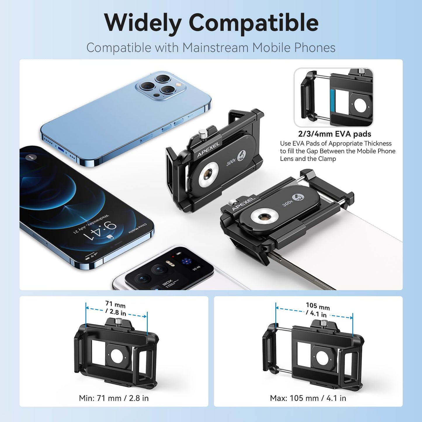 APEXEL 300X Phone Microscope Lens, Phone Camera Micro Lens with Universal Clip/LED Light/CPL, Mini Pocket Microscope, Phone Lens Attachment Fit for iPhone 17/16/15/14/13, Samsung, and Most Smartphone
