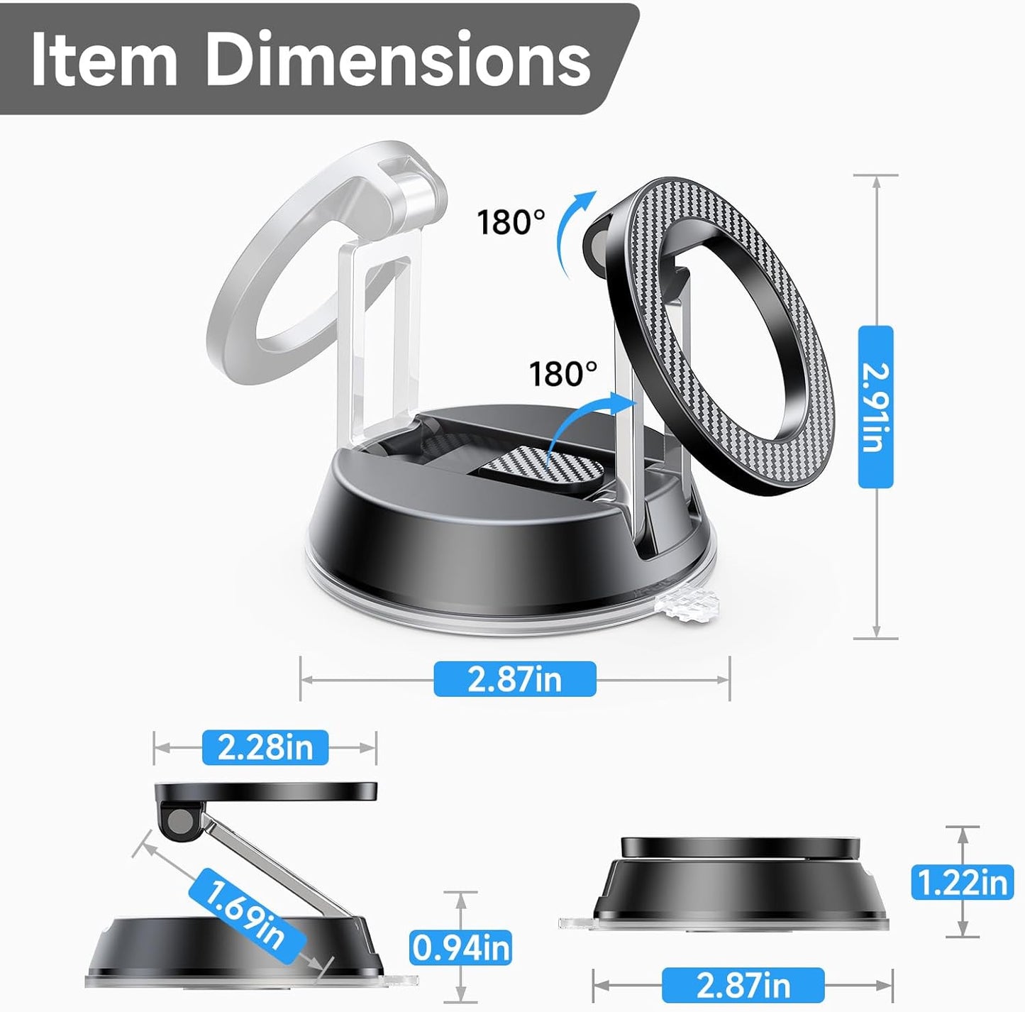 ACMEZING [78+LBS 2400gf 360 17-12 NeverFall Car Phone Holder for MagSafe Ultra Grip | Magnetic Power] Foldable Car