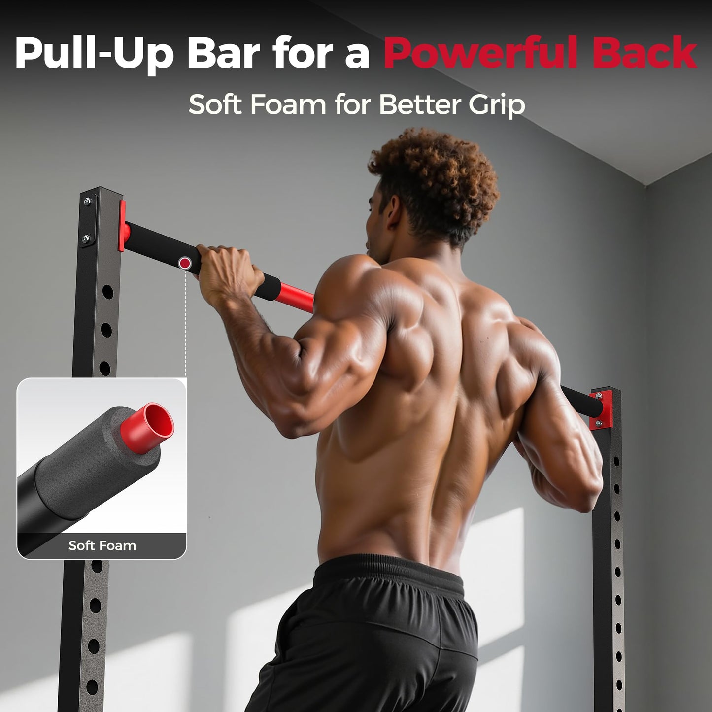 FLYBIRD SR1 Squat Rack with Pull-Up Bar, Adjustable Multi-Functional Power Rack, Inner Width Squat Rack Stand Suitable for 6FT,7FT Barbell for Home Gym Equipment