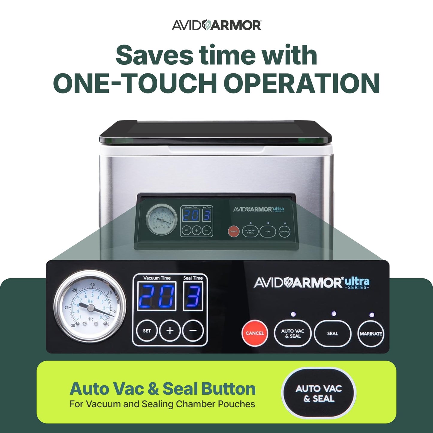 Avid Armor Chamber Vacuum Sealer Machine USV20 Ultra Series for Wet Foods, Meat Vacuum Packing Machine, Compact with 11.5-Inch Vaccum Sealer Bar