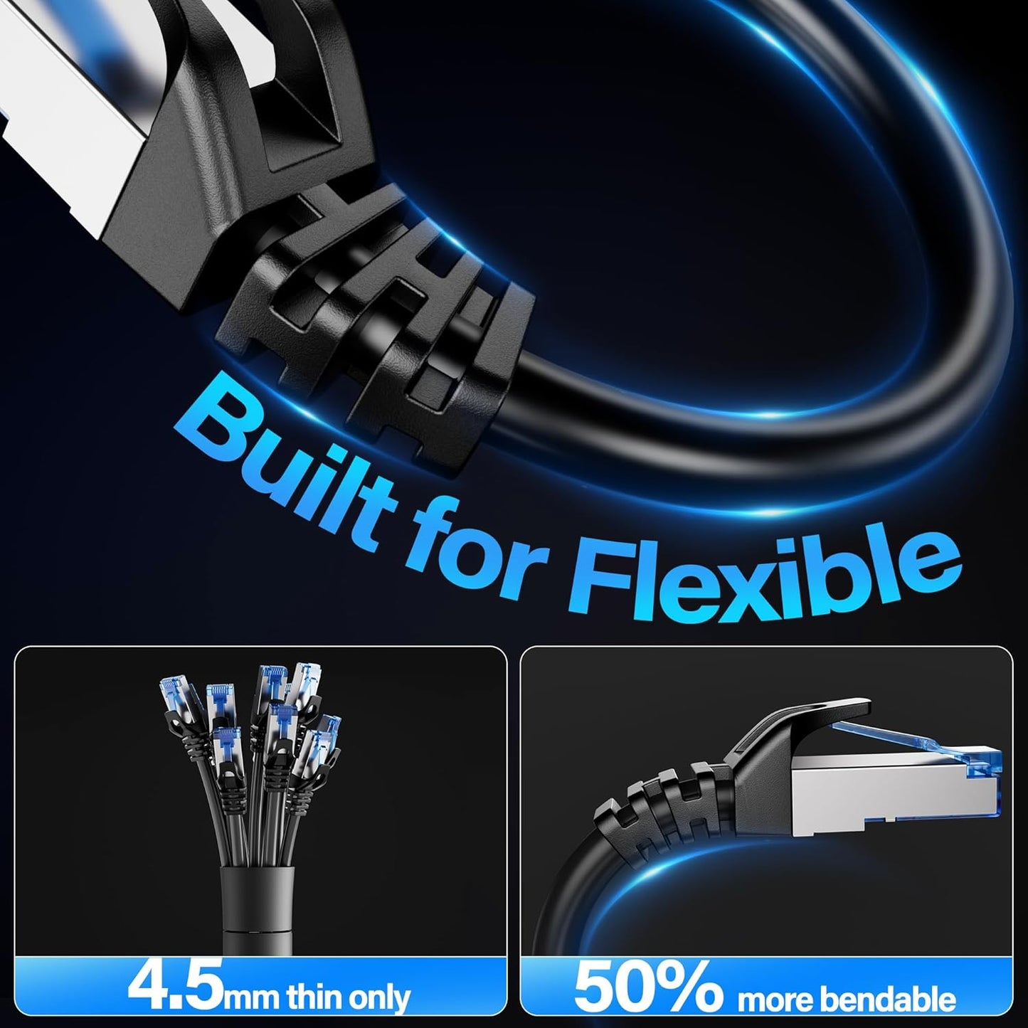 TuokaJu Cat6A 10Gbps 14 (10 Pack), 6, 28AWG Cat6 Cat6a Ethernet Cable Shielded ft Slim Shielded (F/UTP) Ethernet Cable