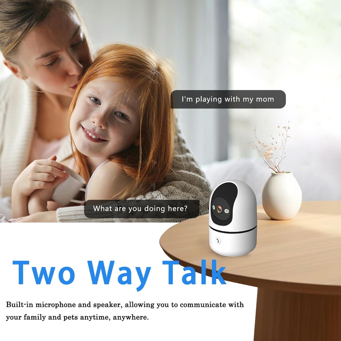 Generic 2K 24/7 2 WiFi Cameras for Home Security with Live Video, Siren/Spotlight, Indoor Security Camera for House