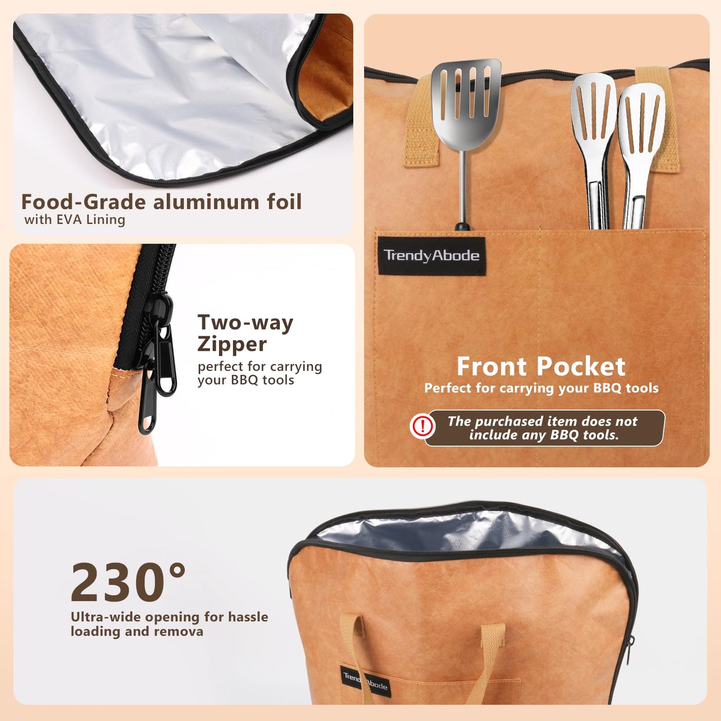 TrendyAbode BBQ Blanket for Resting Meat Leakproof 21in, Meat Blanket Durable&Easy to Clean with 25PCS Food-Grade Butcher Paper Resting Bag 230° Wide Mouth Design for Turkey Briskets Pork Shoulders