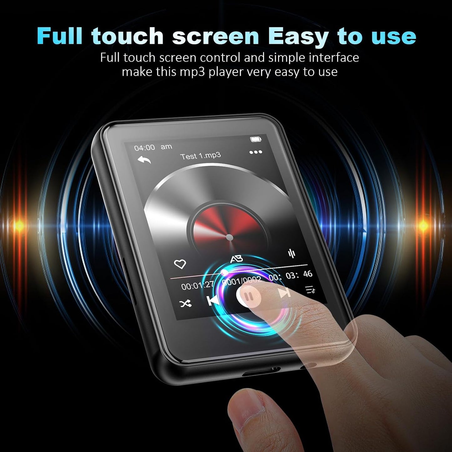 JOJOLEPAI MP3 32GB Player with Bluetooth - Touch Screen Portable Music Player with Speaker, FM Radio, Expandable Memory