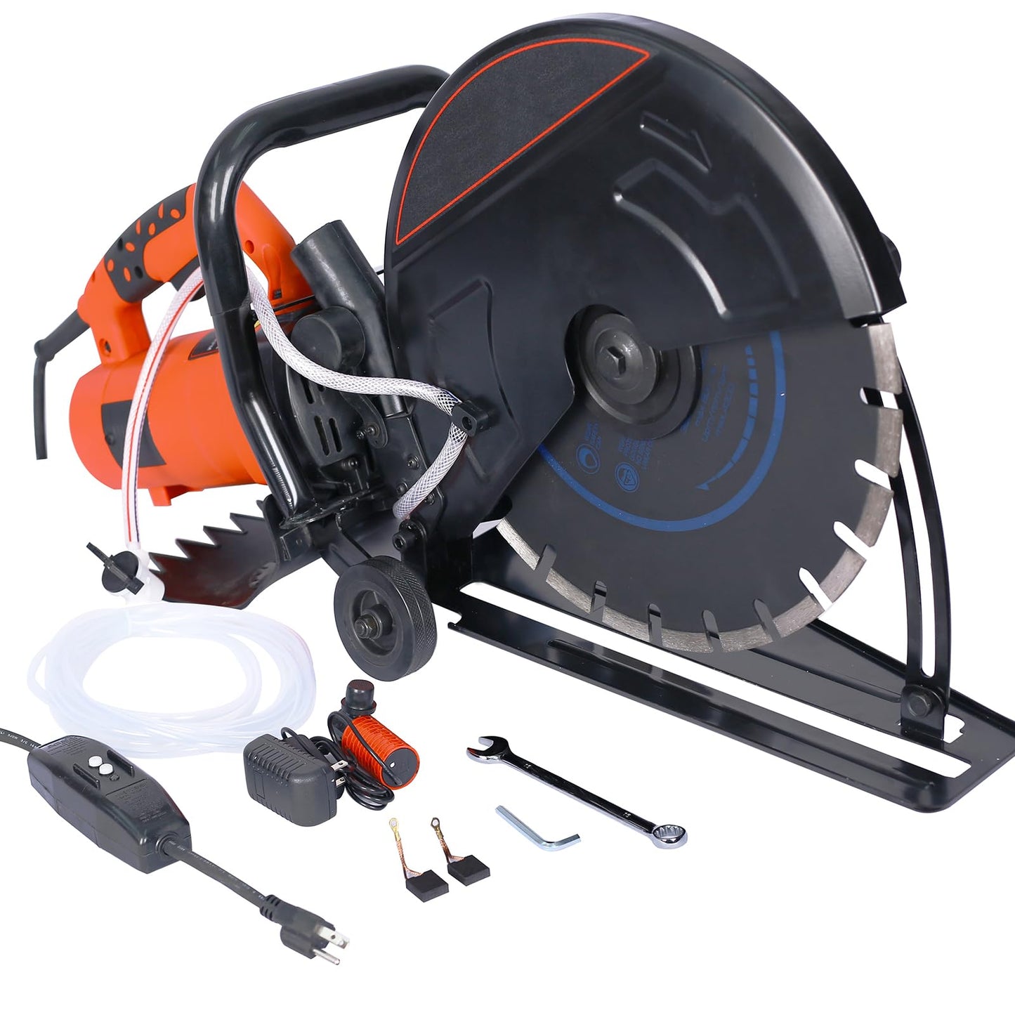 14 Inch Electric Cutter Portable Circular Concrete Saw Blade Cut Off Saw Power Angle Cutter Wet/Dry Concrete Saw Cutter Guide Roller with Water Line Attachment For Granite Porcelain Wood Stone