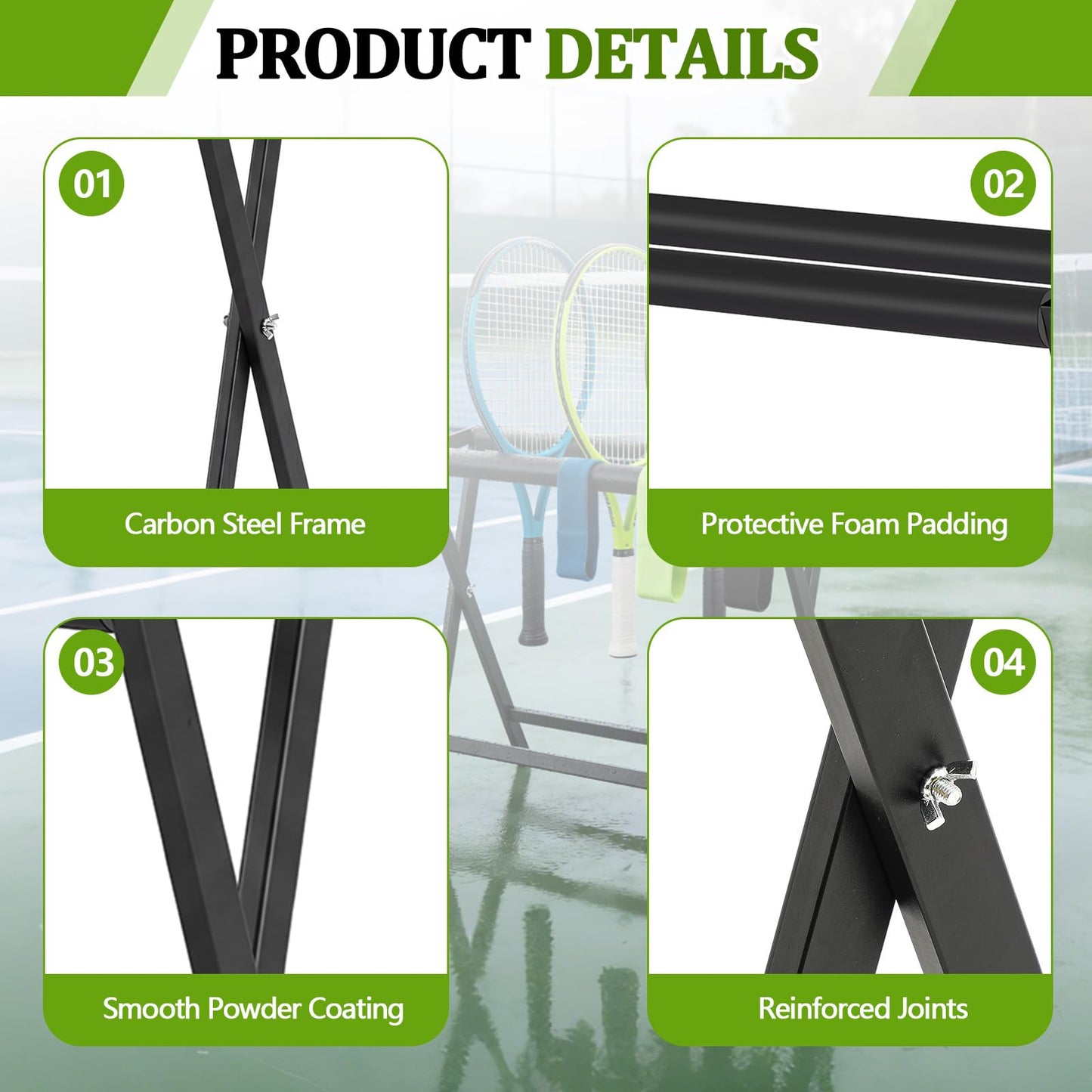 LEIFIDE Tennis Racket Storage Rack Stand Large Capacity Steel Tennis Racket Holder Badminton Racquet Rack Organizer for Schools, Gymnasiums, Playground
