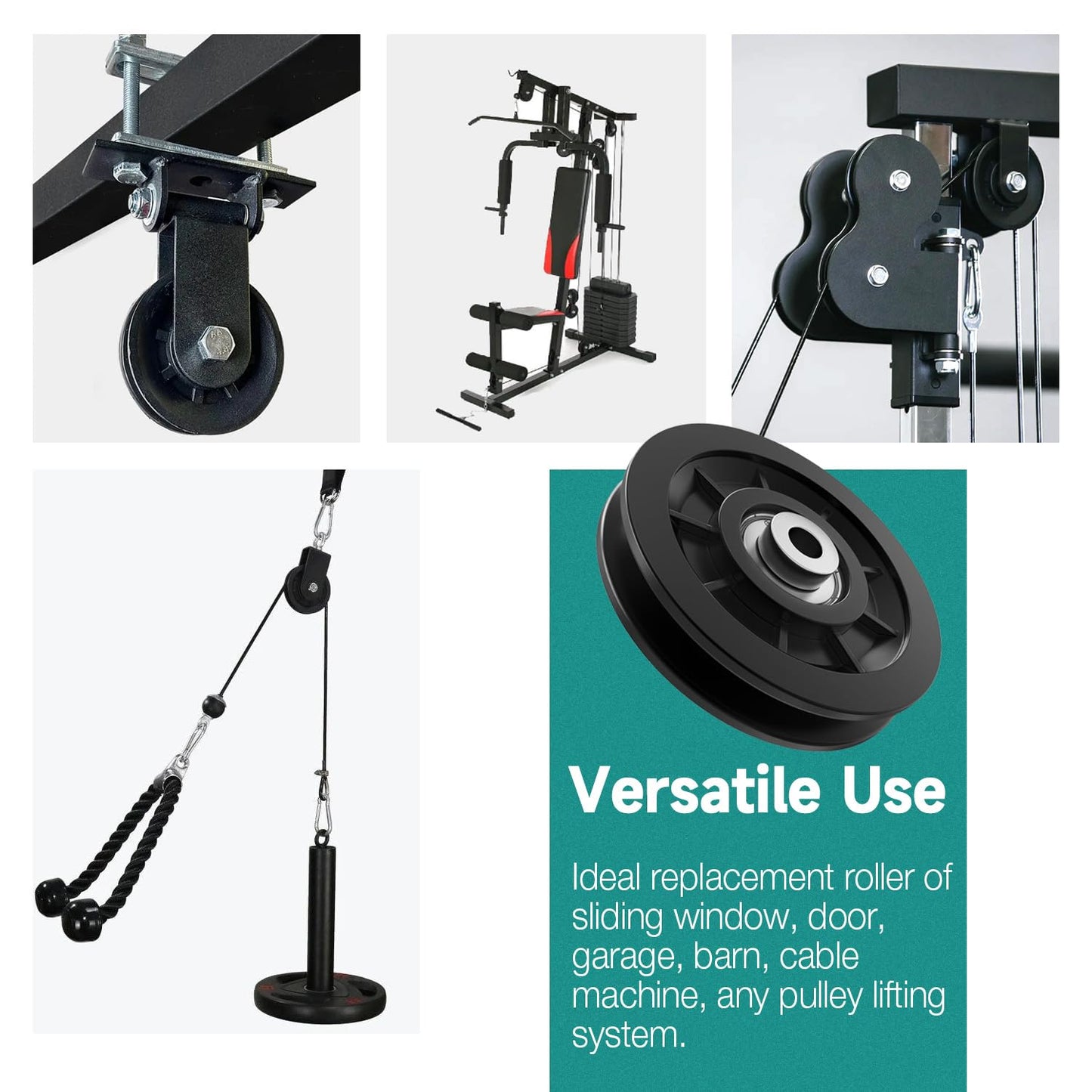 Profelinx Gym Machine Pulley Wheel 90mm Iron Core Wearproof Nylon Bearing for Cable Machine Part Replacement Home Gym Smith Machine Attachment
