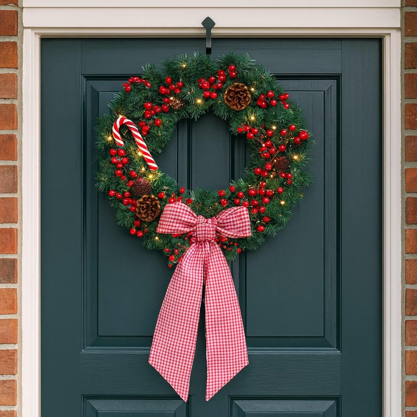 Skiennix Red White Gingham Wreath Sash - 5.12" Wide x 54.33" for Festive Holiday Decor
