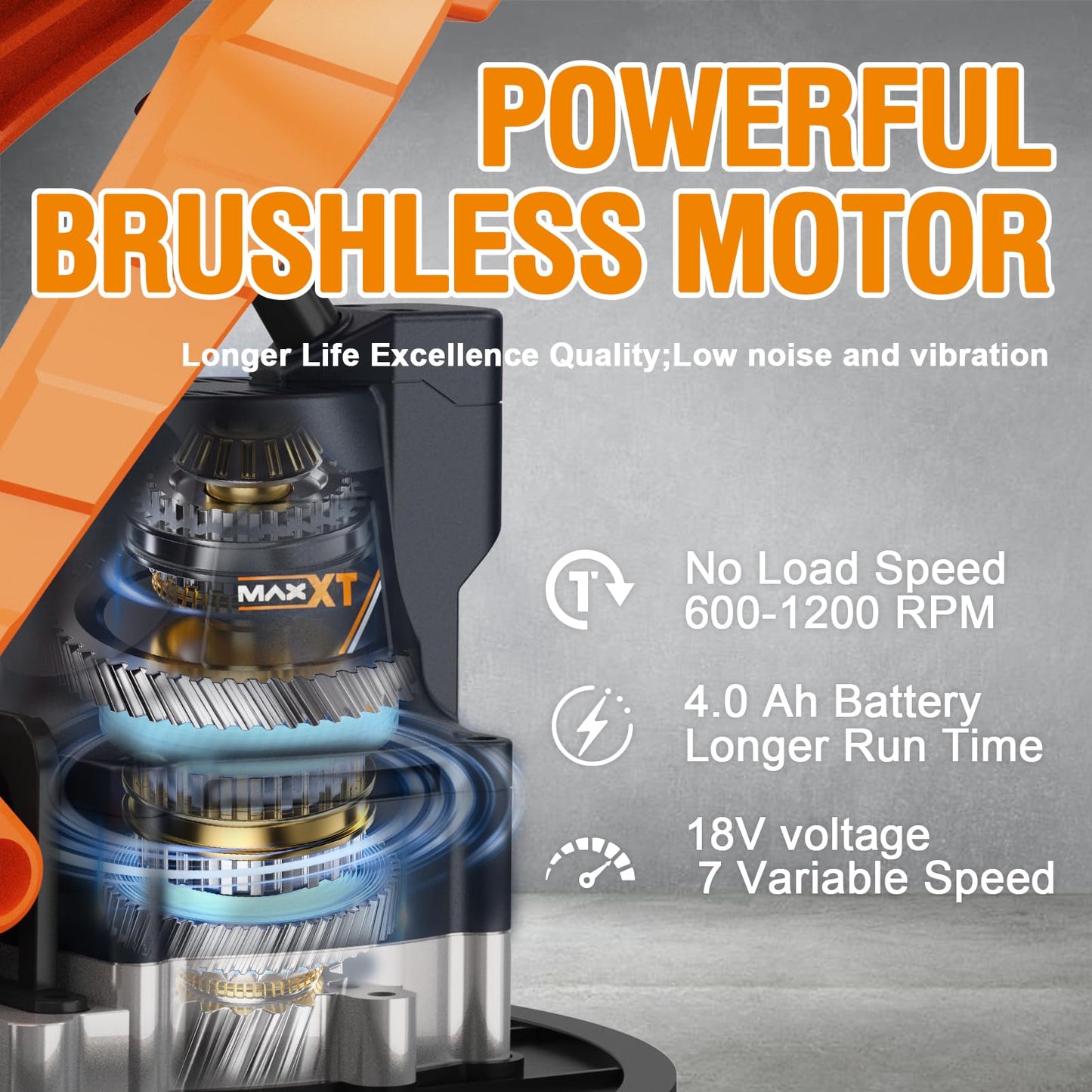MAXXT Cordlees Drywall Sander with Vacuum Dust Collection, Brushless Electric Wall Sander with 7 Variable Speed Foldable Telescopic, Popcorn Ceiling Removal Tool, 2 Pack 4.0 Ah Battery and Charger