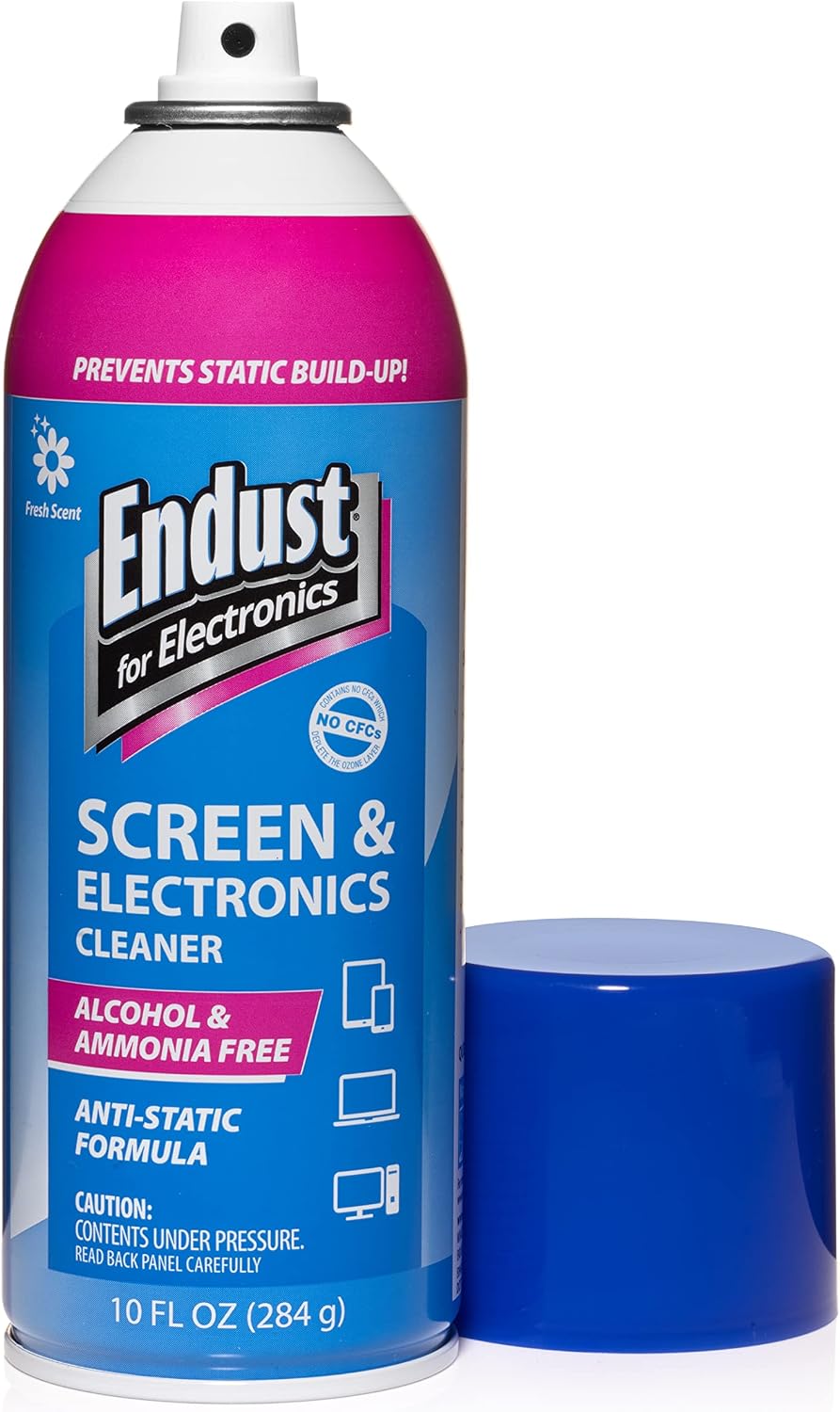 Endust Ammonia 10 oz. (096010) for Electronics; Anti-Static Screen & Electronics Multi-Surface Cleaning Spray; Foaming
