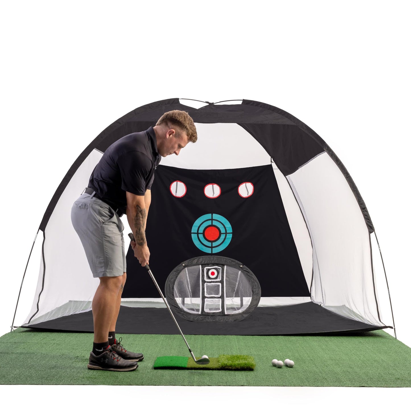 HaveLuxe Golf Hitting Net,Chipping Net,Tri-Turf Mat,Golf Hitting Aid,10x7FT Practice Net for Backyard Driving,Chipping Training,Target Mat Balls for Indoor Outdoor use,Gifts for Men Dad Him Golfer