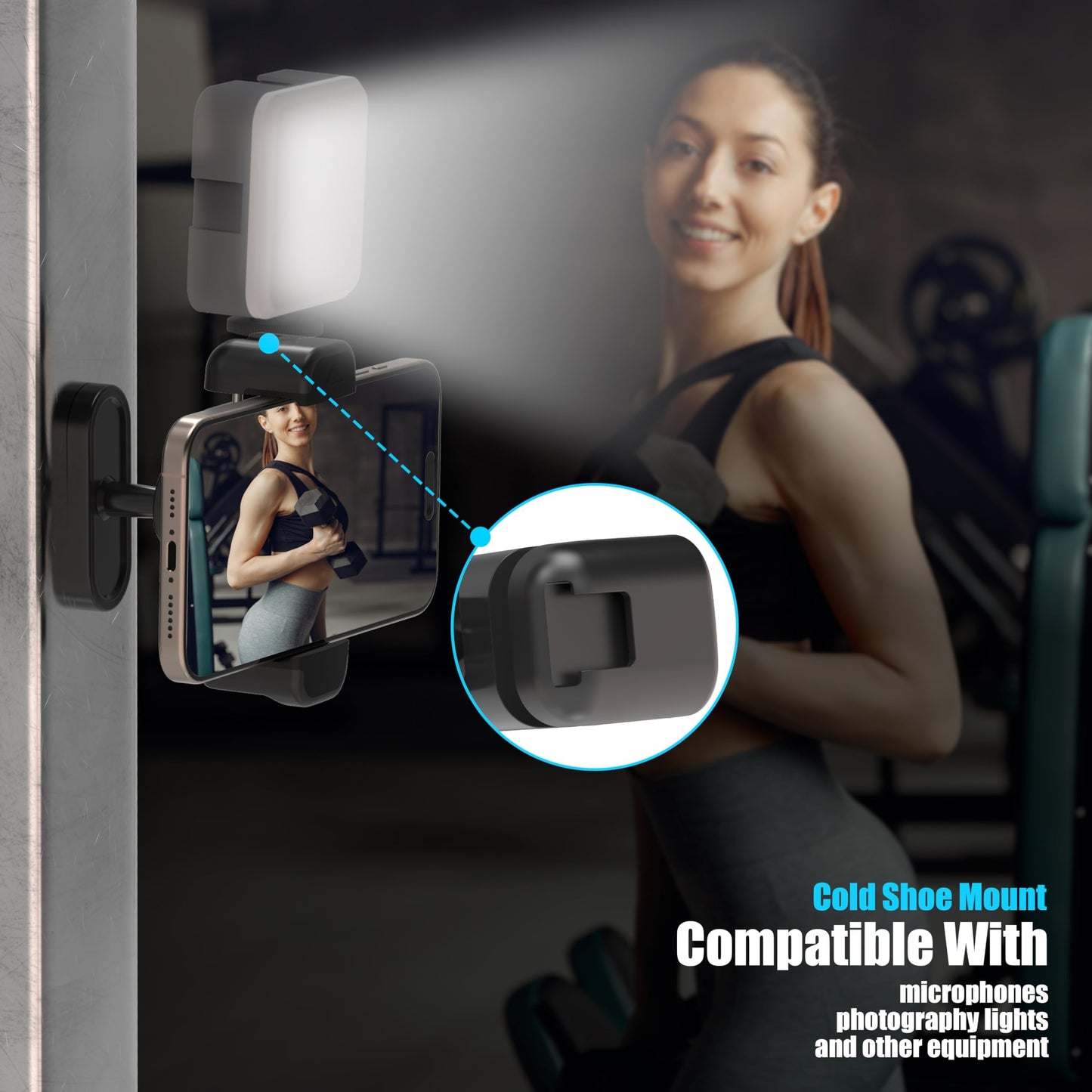 Magnetic Phone Holder for Gym Golf Cart Powerful Magnetic Base Works on Any Metal Surface Ideal for Workout Recording 360° Rotatable Gym Magnet Phone Mount Cradles Compatible with 4-7" Phones
