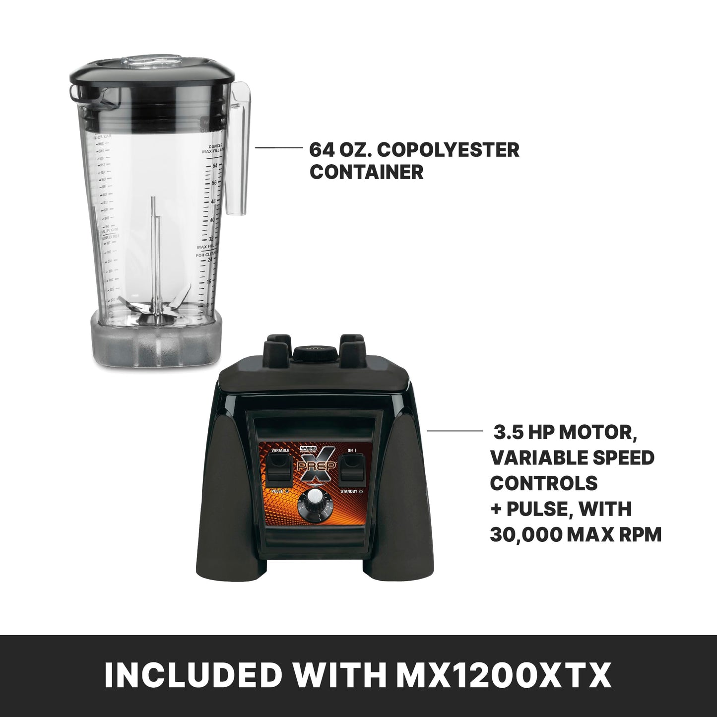 Waring Commercial 3.5 HP Blender w/ Variable Speed Dial Controls & 64 oz. BPA-Free Copolyester Container