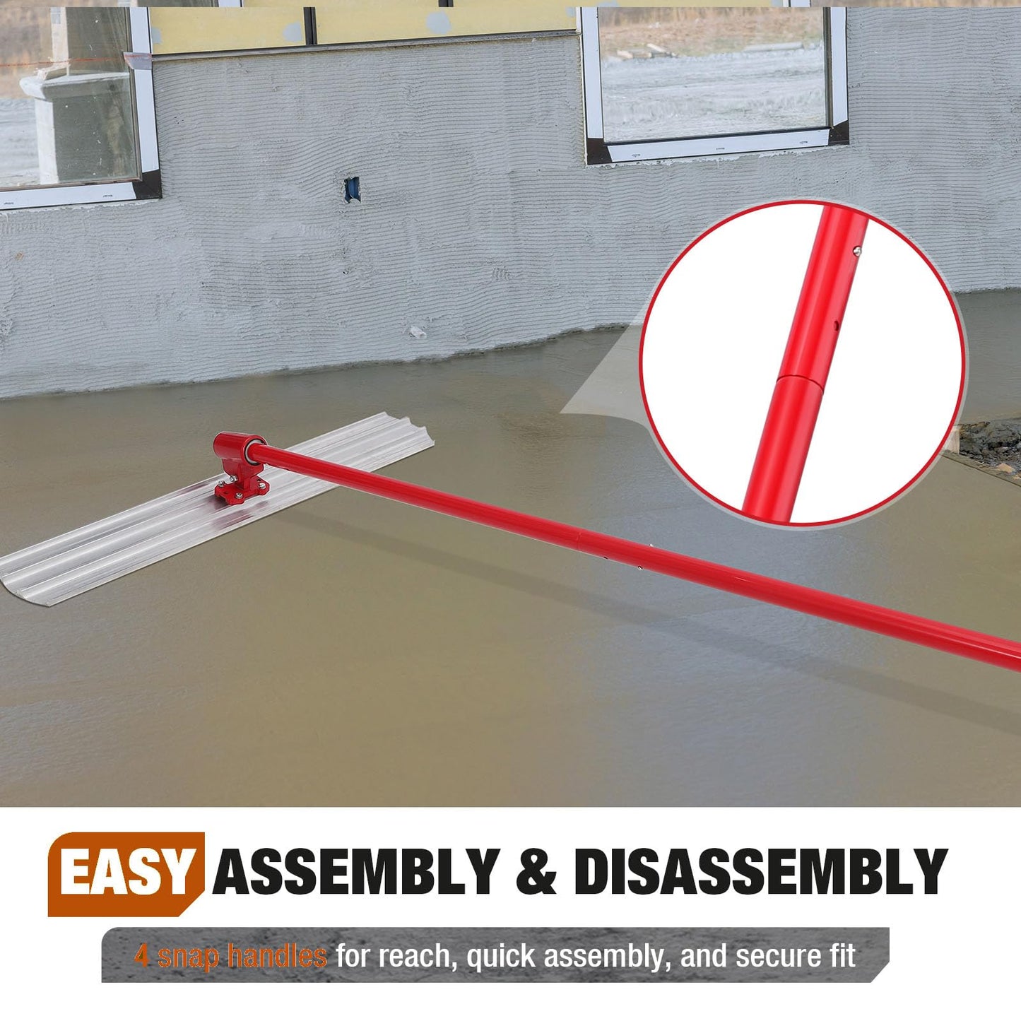 EliteEdge 48"X8" Bull Float Kit Aluminum Magnesium Alloy Concrete Float with Carrying Box Adjustable Bracket and 4 Handles