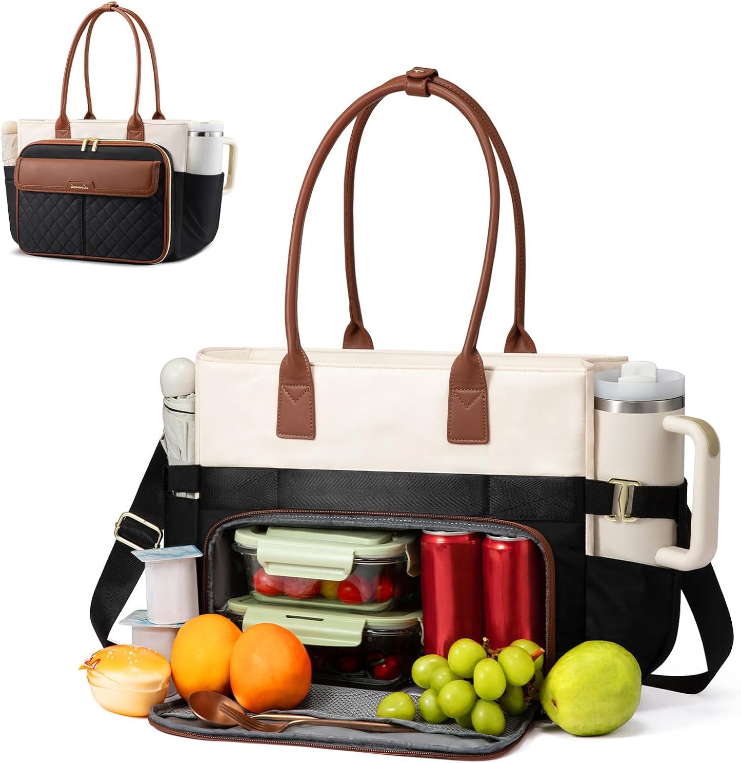 40oz LOVEVOOK Teacher Tote Bag for Women, Laptop Bag Briefcase with Accordion File Pocket, Nurse Handbag for Work