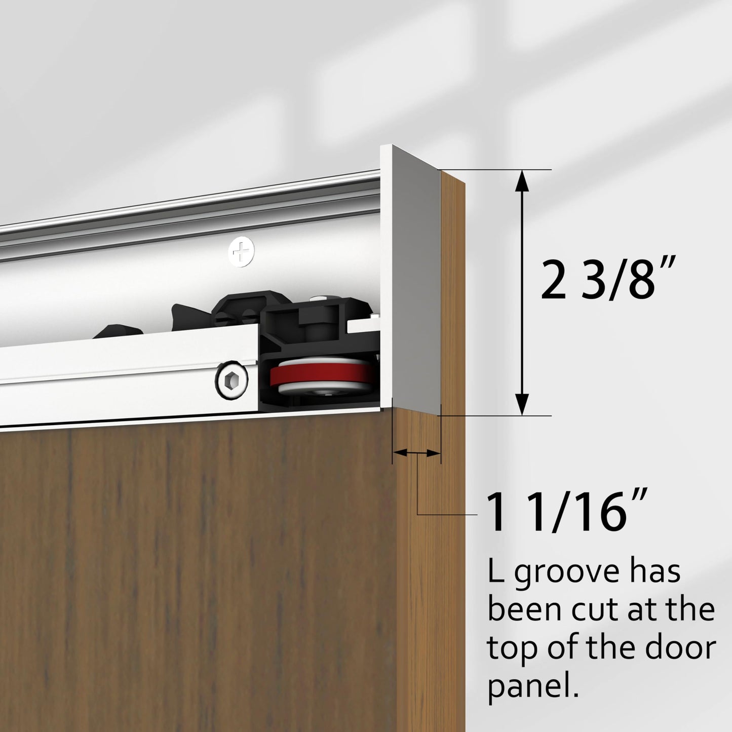 JUBEST 30"x84" Concealed Sliding Barn Door with Soft Close Hardware Kit, Brown Hidden Door for Opening 26"-28"x80", Waterproof and Modern, Smooth Sliding, for Interior Using, Widely Used