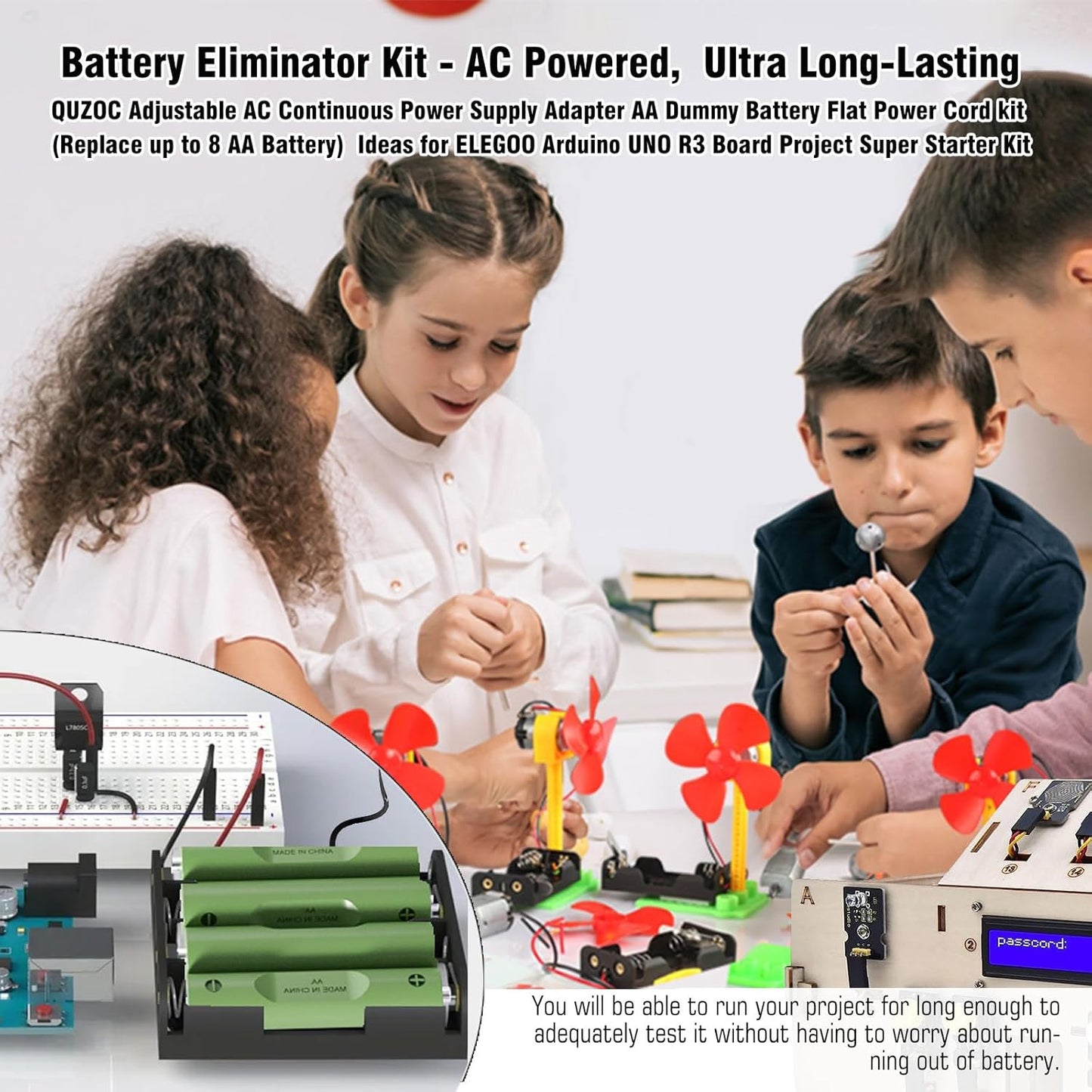 QUZOC Dummy 8 Adjustable AC Continuous Power Supply Adapter AA Battery kit (Replace up to AA Battery)