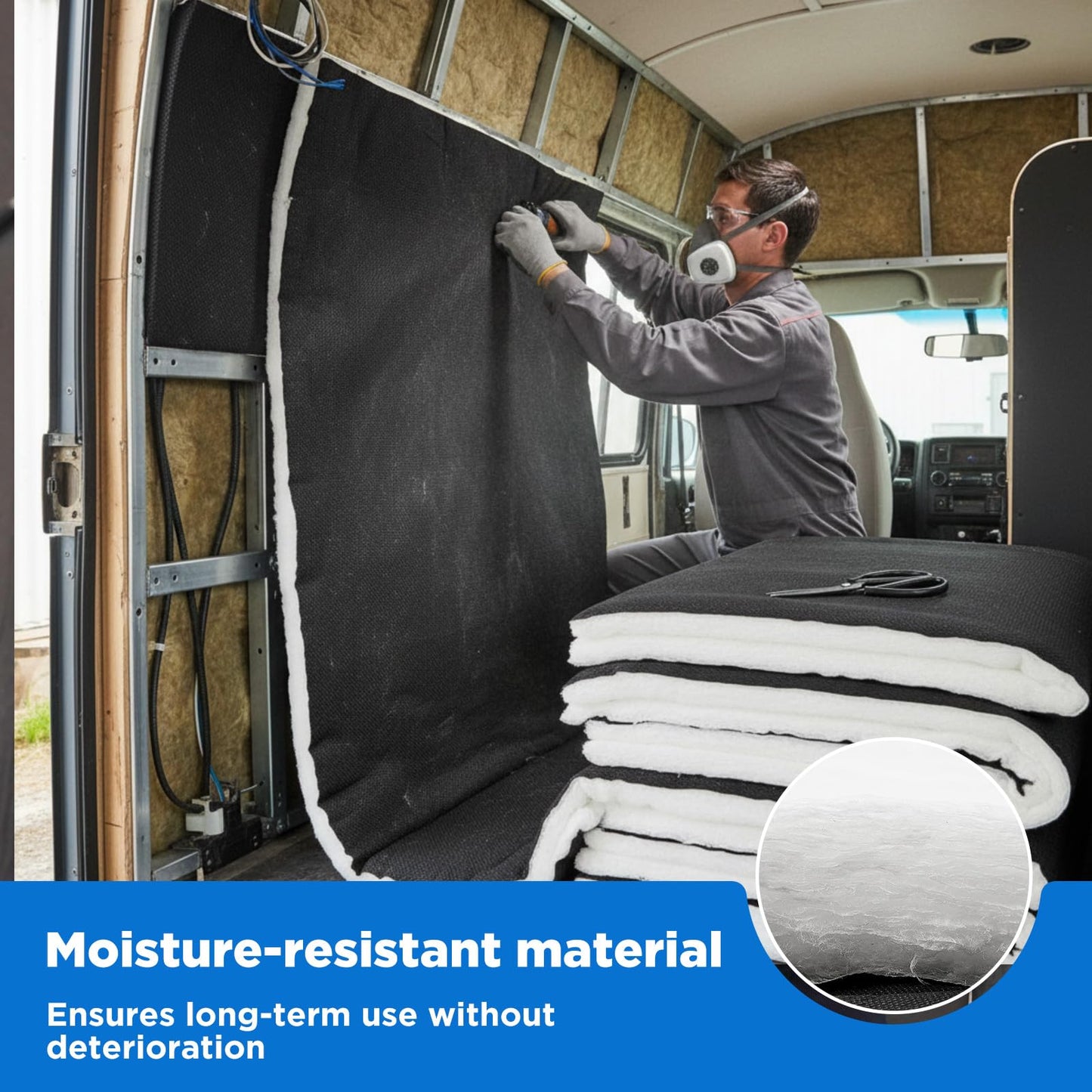 Reallnaive 3 Pcs 5 x 15ft Camper Van Insulation,35mm Thickened Soundproof Thermal Barrier Insulation with Scissors Acoustic Sound Deading Material for Cars, Camper Vans, Rvs and Trucks