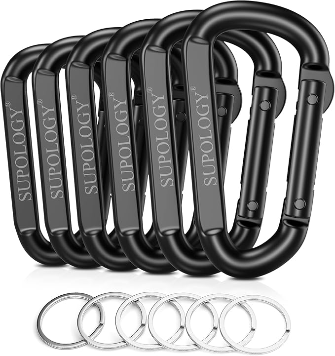 Carabiner Clip, 900 LBS 2.5" Iron Heavy Duty Caribeaners for Hammocks, Camping Accessories, Hiking and Gym, D Shaped Spring Hook Small Carabiners for Dog Leash, Key Ring