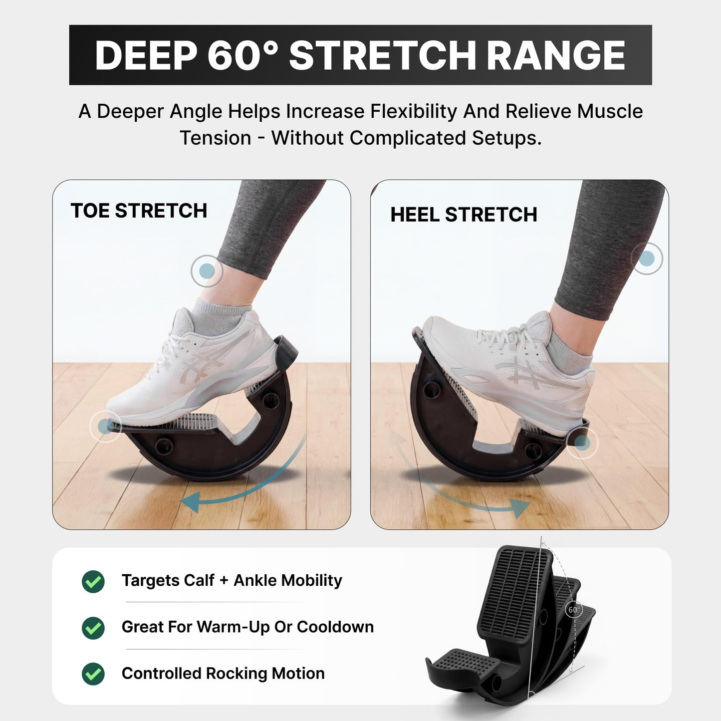 DMoose Fitness Foot Rocker & Foot Stretcher for Plantar Fasciitis & Achilles Tendonitis - Deep Hamstring & Heel Stretch for Improved Flexibility & Pain Relief - Durable & Non-Slip Calf Stretcher
