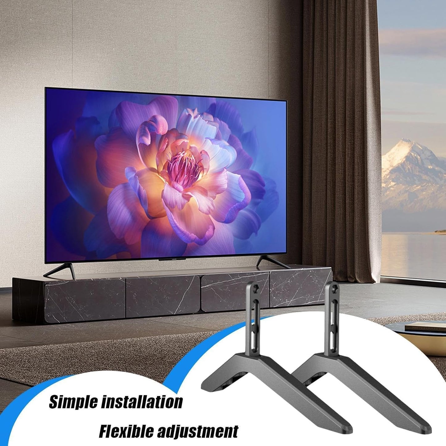 Generic 32-65 Inch 45kg 20-55mm Universal TV Stand Legs | Aluminum Alloy, Fits TVs | Height Raising Feet for Flat